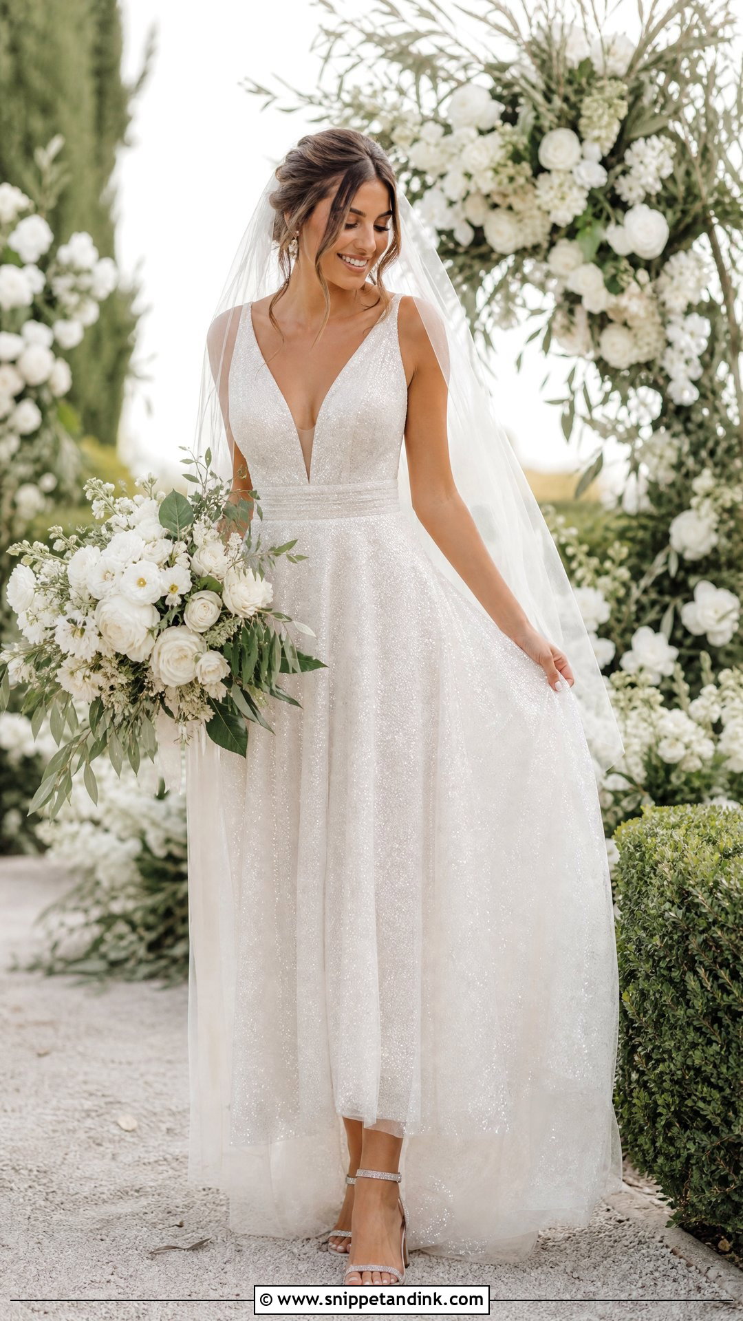 Sparkly A Line Wedding Dress - Snippet and Ink - 25 Glittery Wedding Dresses