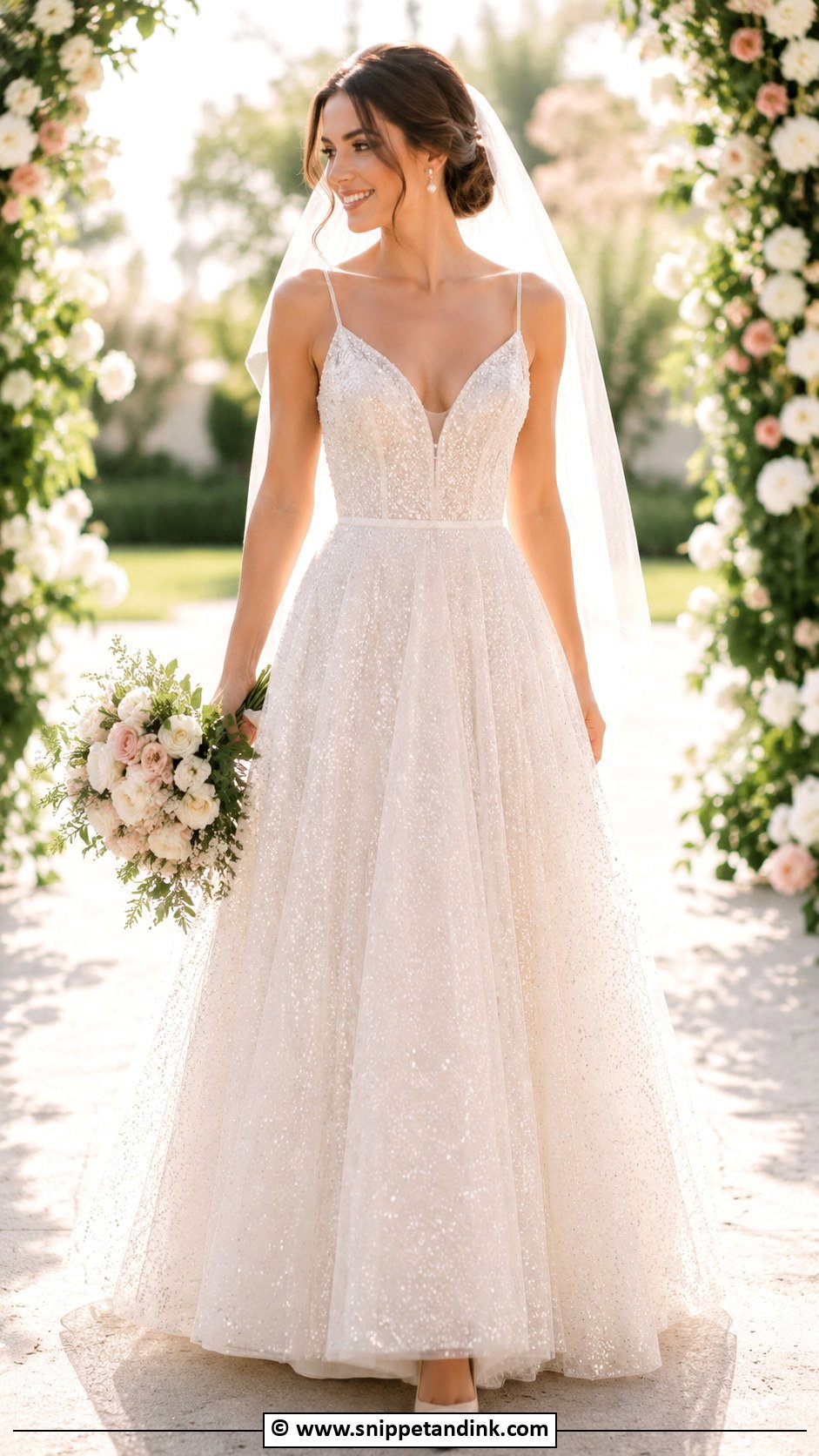 Sparkly A Line Wedding Dress - Snippet and Ink - 30 Sparkly Wedding Dress Ideas