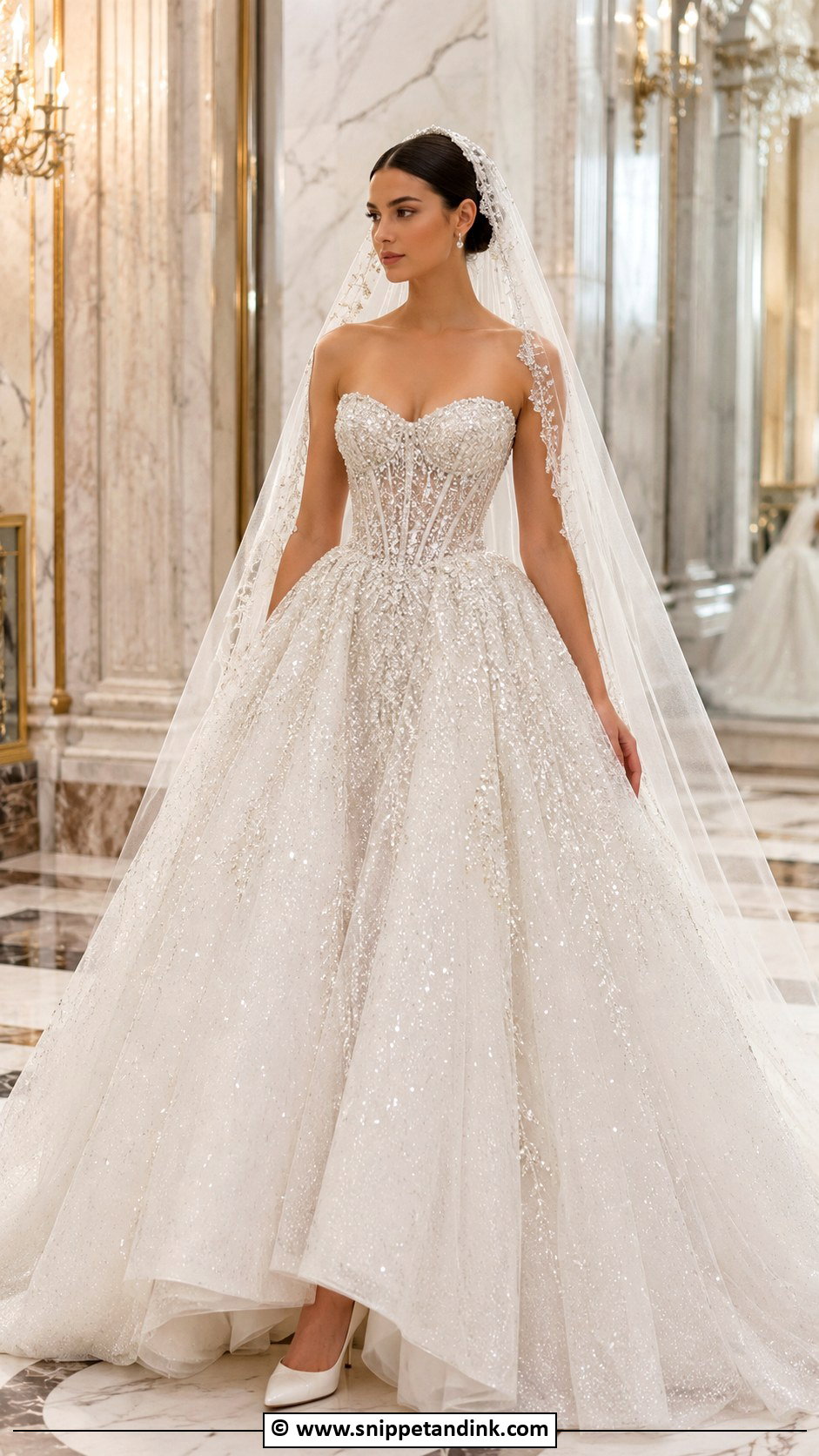 Sparkly Ball Gown Wedding Dress - Snippet and Ink - 30 Sparkly Wedding Dress Ideas