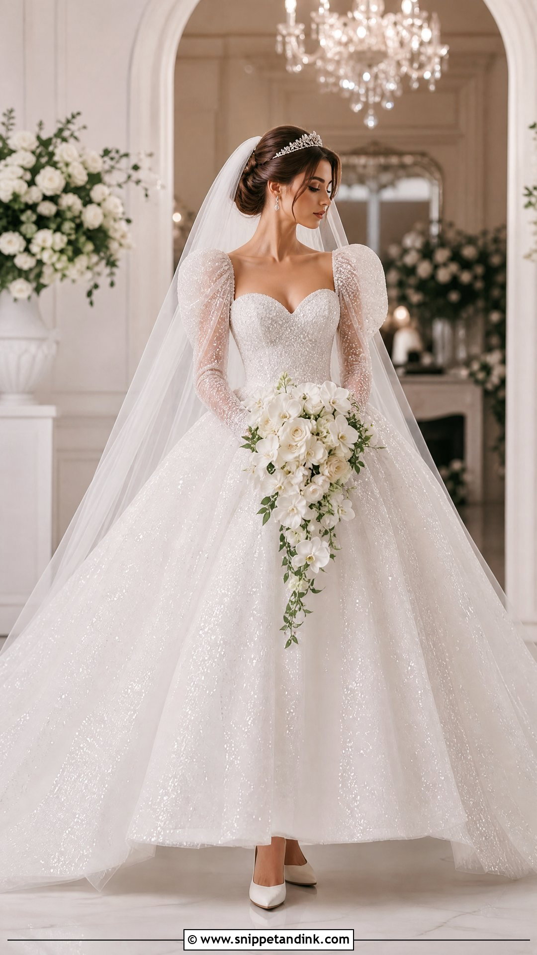 Sparkly Ball Gown Wedding Dress With Puff Sleeves - Snippet and Ink - 20 Sparkly Wedding Dress with Sleeves