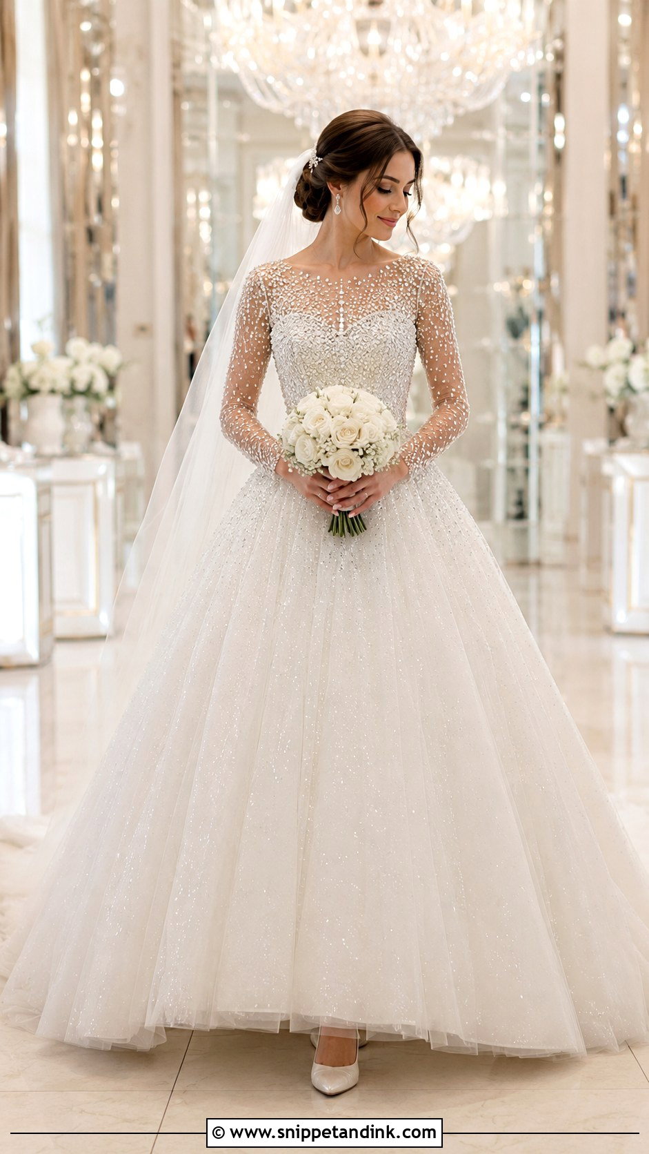 Sparkly Beaded Ball Gown Wedding Dress - Snippet and Ink - 20 Big Poofy Wedding Dresses