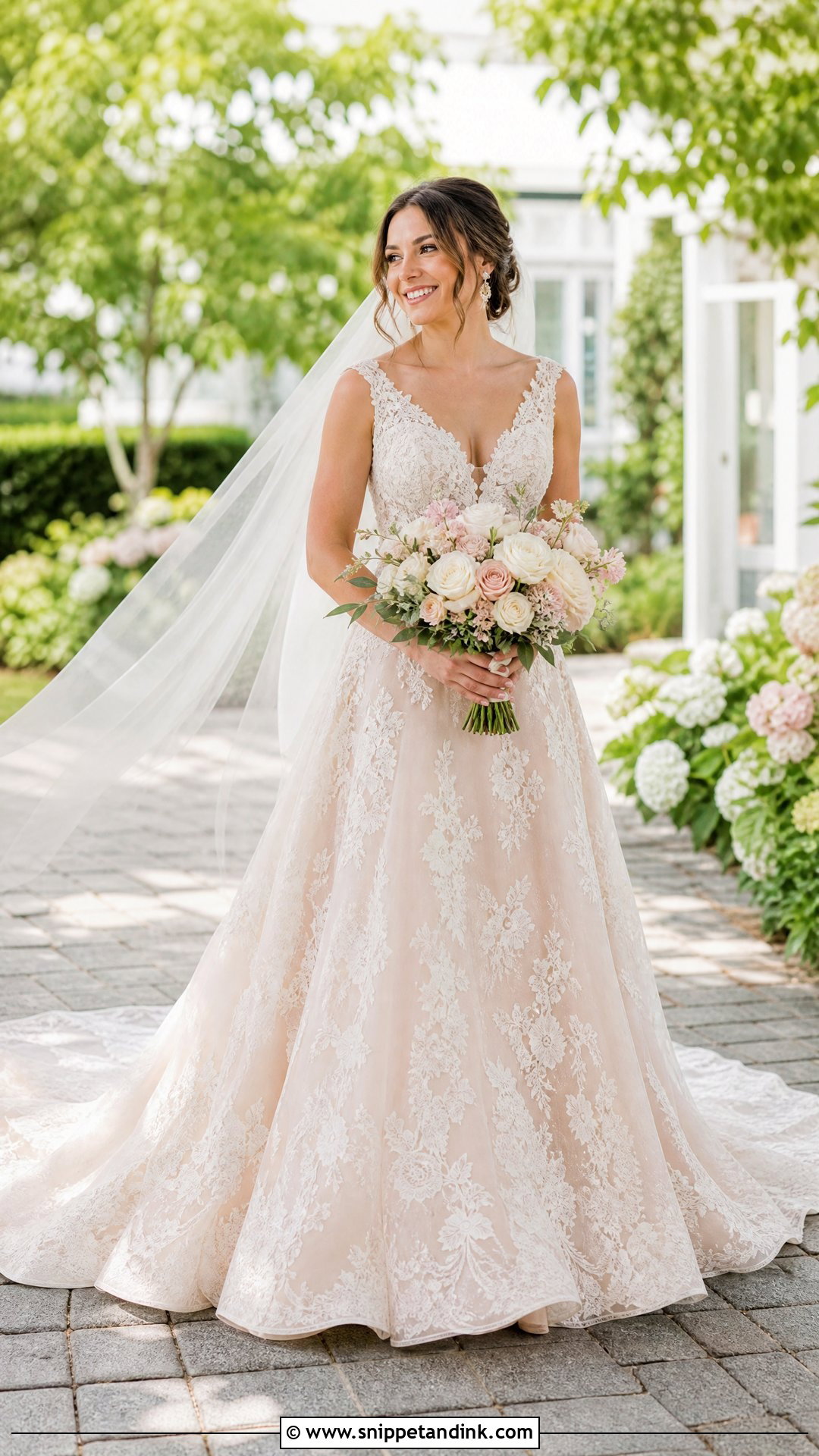 Sparkly Blush Lace Wedding Dress - Snippet and Ink - 20 Sparkly Lace Wedding Dress Ideas