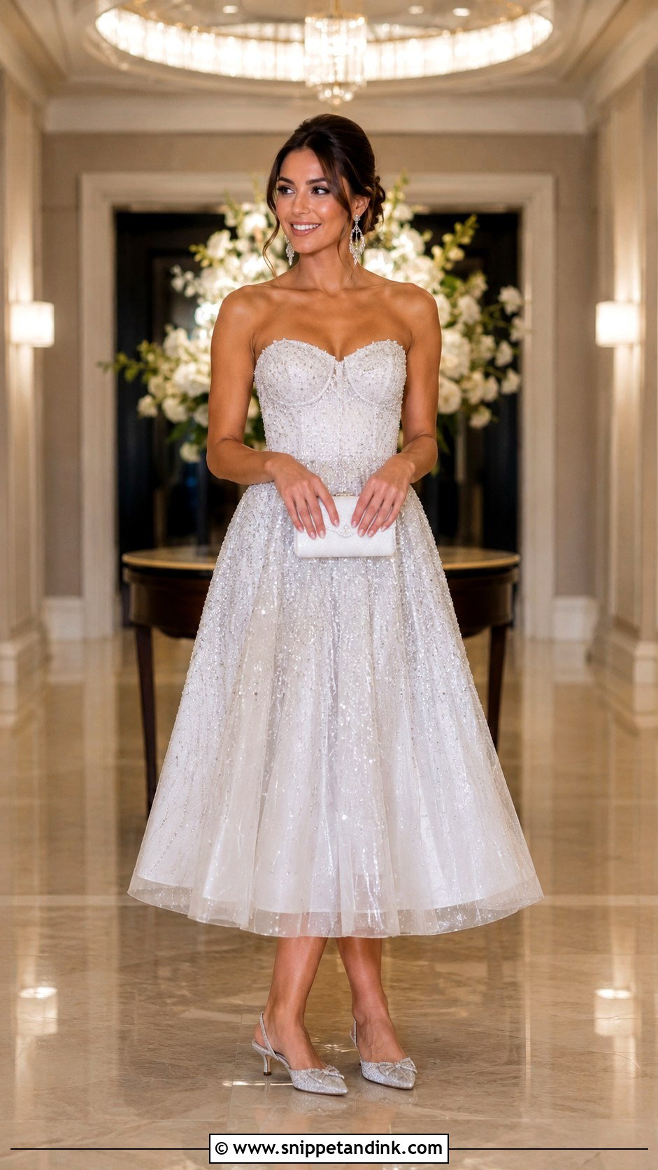 Sparkly Bridal Midi Dress - Snippet and Ink - 20 After Wedding Dress for Bride Ideas