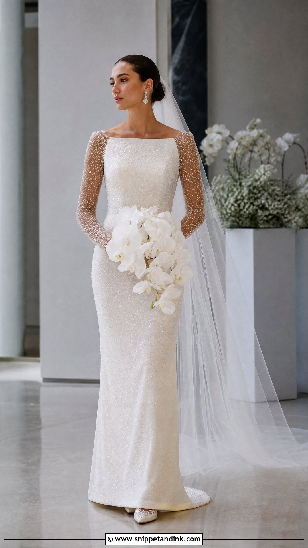 Sparkly Crepe Wedding Dress With Crystal Sleeves - Snippet and Ink - 20 Sparkly Wedding Dress with Sleeves