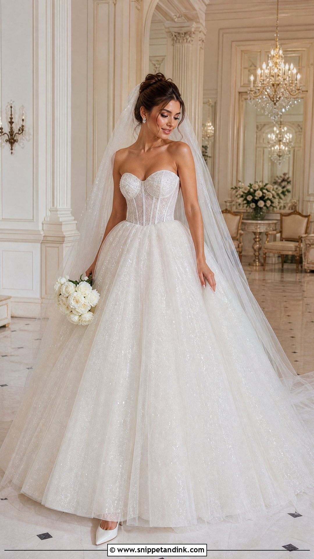Sparkly Glitter Tulle Ball Gown Wedding Dress - Snippet and Ink - 20 Sparkly Glitter Wedding Dresses
