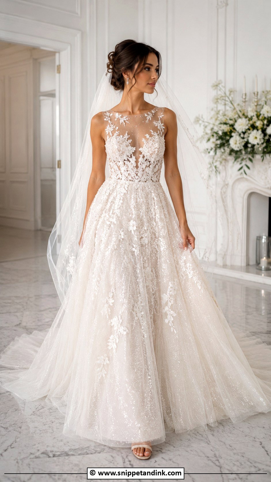 Sparkly Illusion Wedding Dress - Snippet and Ink - 30 Sparkly Wedding Dress Ideas