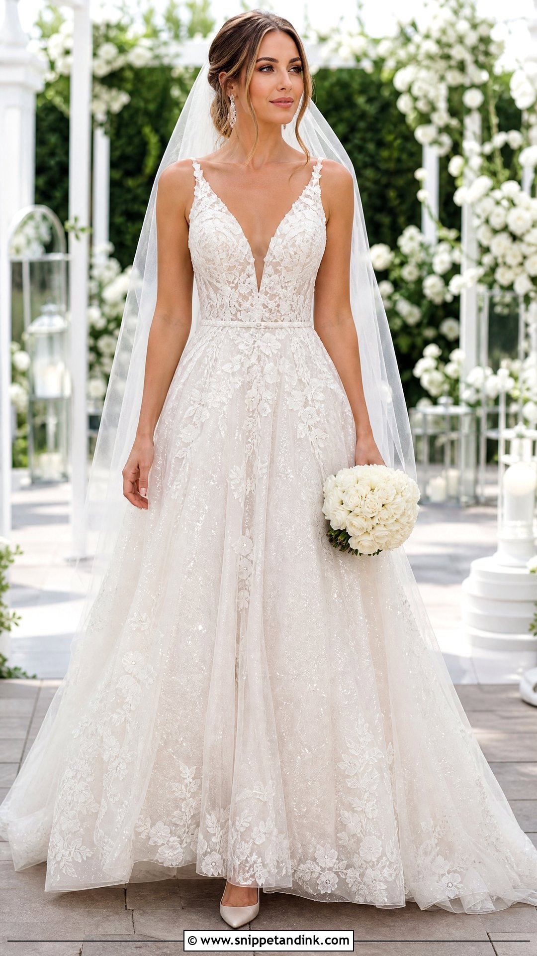 Sparkly Lace A Line Wedding Dress - Snippet and Ink - 20 Sparkly Lace Wedding Dress Ideas