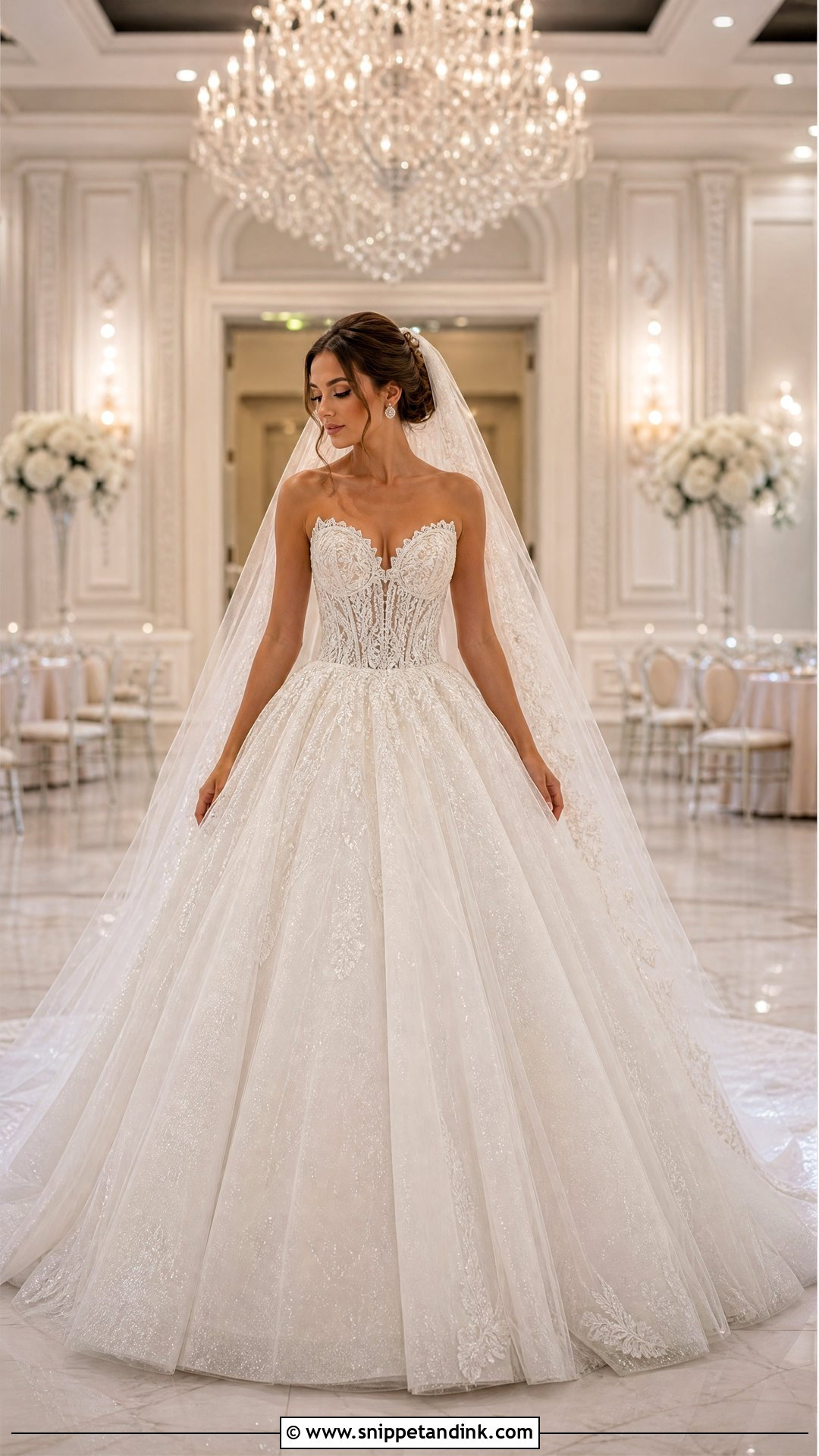 Sparkly Lace Ball Gown Wedding Dress - Snippet and Ink - 20 Sparkly Lace Wedding Dress Ideas