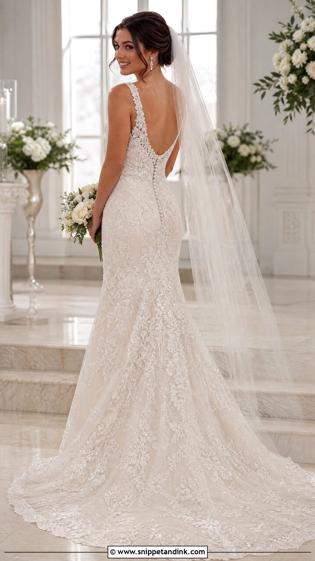 Sparkly Lace Fit And Flare Wedding Dress - Snippet and Ink - 20 Sparkly Lace Wedding Dress Ideas