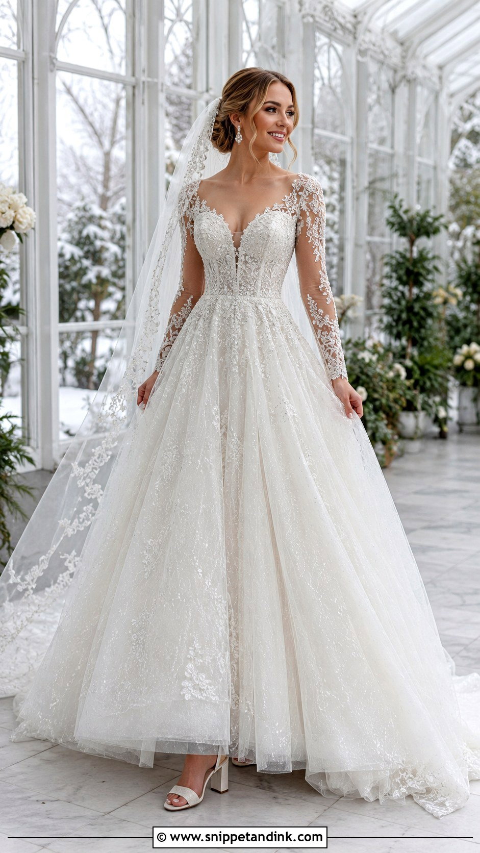 Sparkly Lace Long Sleeve Ballgown Wedding Dress - Snippet and Ink - 20 Ballgown Wedding Dress Sparkly Ideas