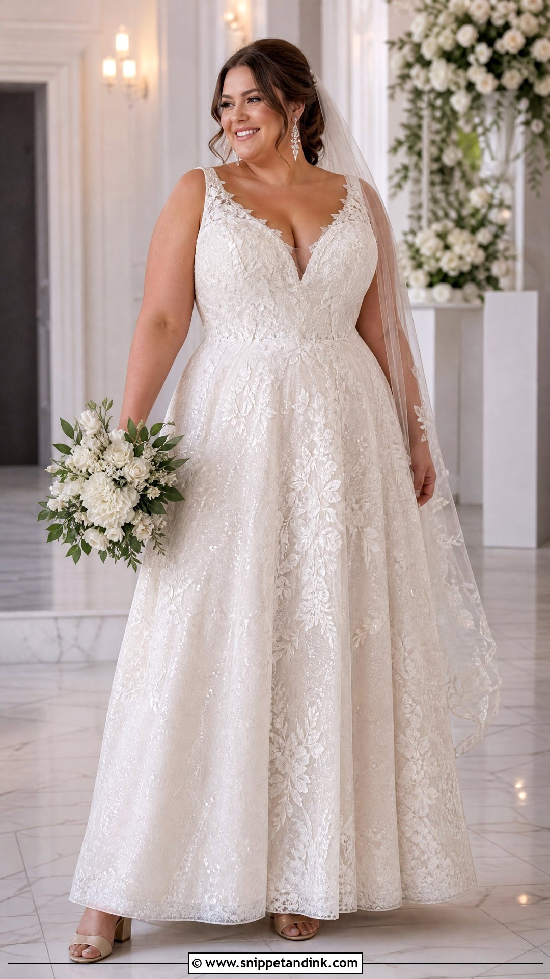 Sparkly Lace Plus Size Wedding Dress - Snippet and Ink - 20 Sparkly Lace Wedding Dress Ideas