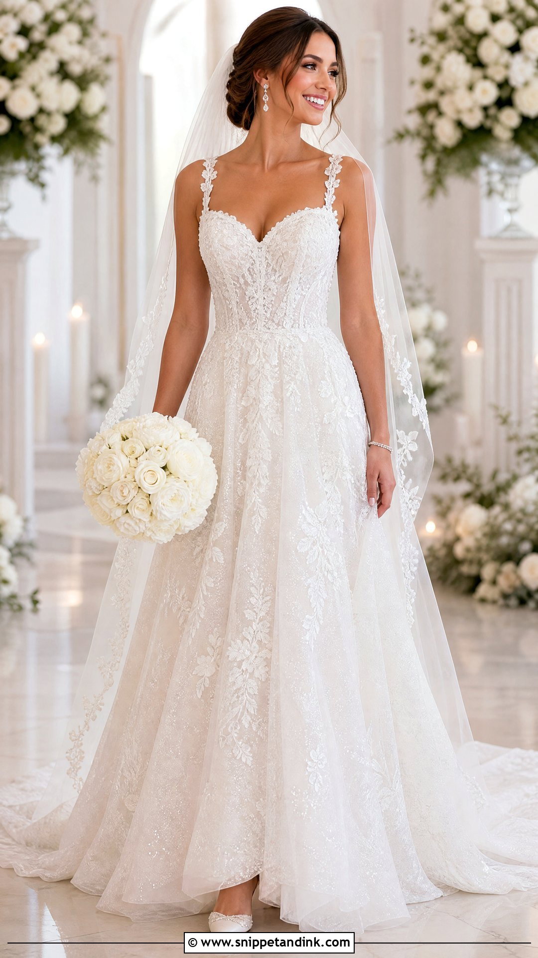 Sparkly Lace Sweetheart Wedding Dress - Snippet and Ink - 20 Sparkly Lace Wedding Dress Ideas