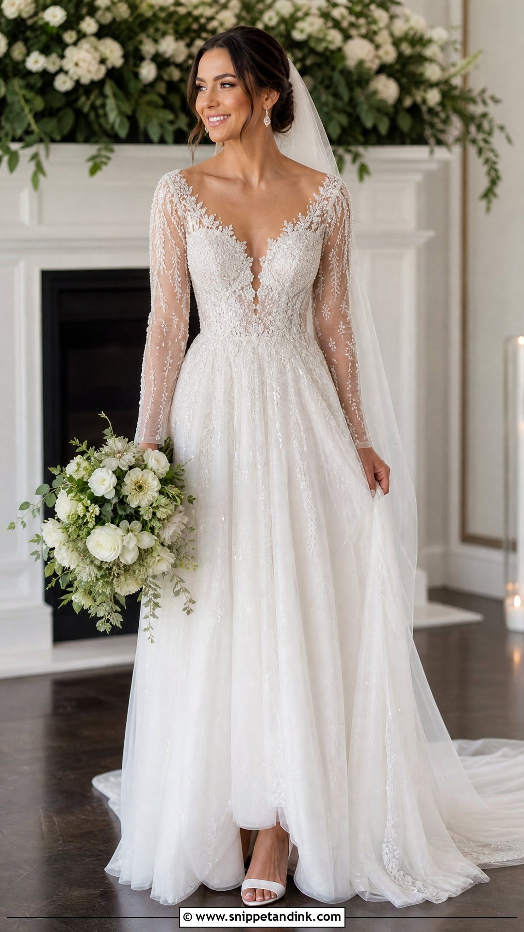 Sparkly Long Sleeve Wedding Dress - Snippet and Ink - 25 Wedding Dresses Sparkly