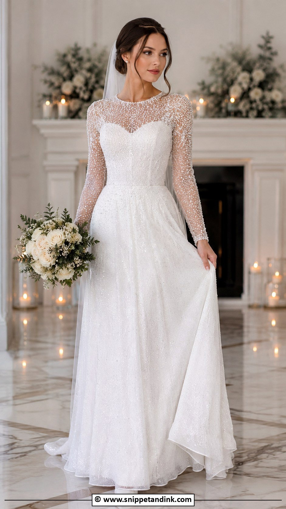 Sparkly Long Sleeve Wedding Dress - Snippet and Ink - 30 Sparkly Wedding Dress Ideas