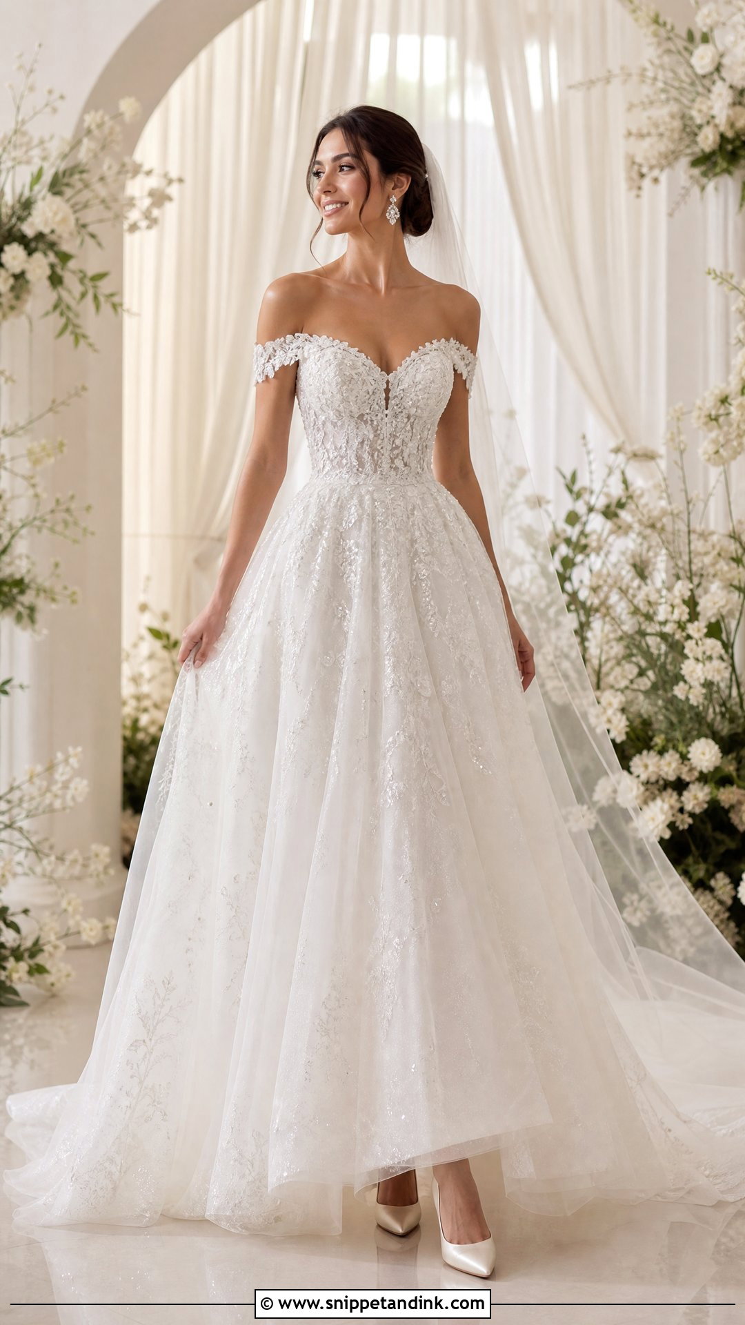 Sparkly Off Shoulder Wedding Dress - Snippet and Ink - 25 Wedding Dresses Sparkly