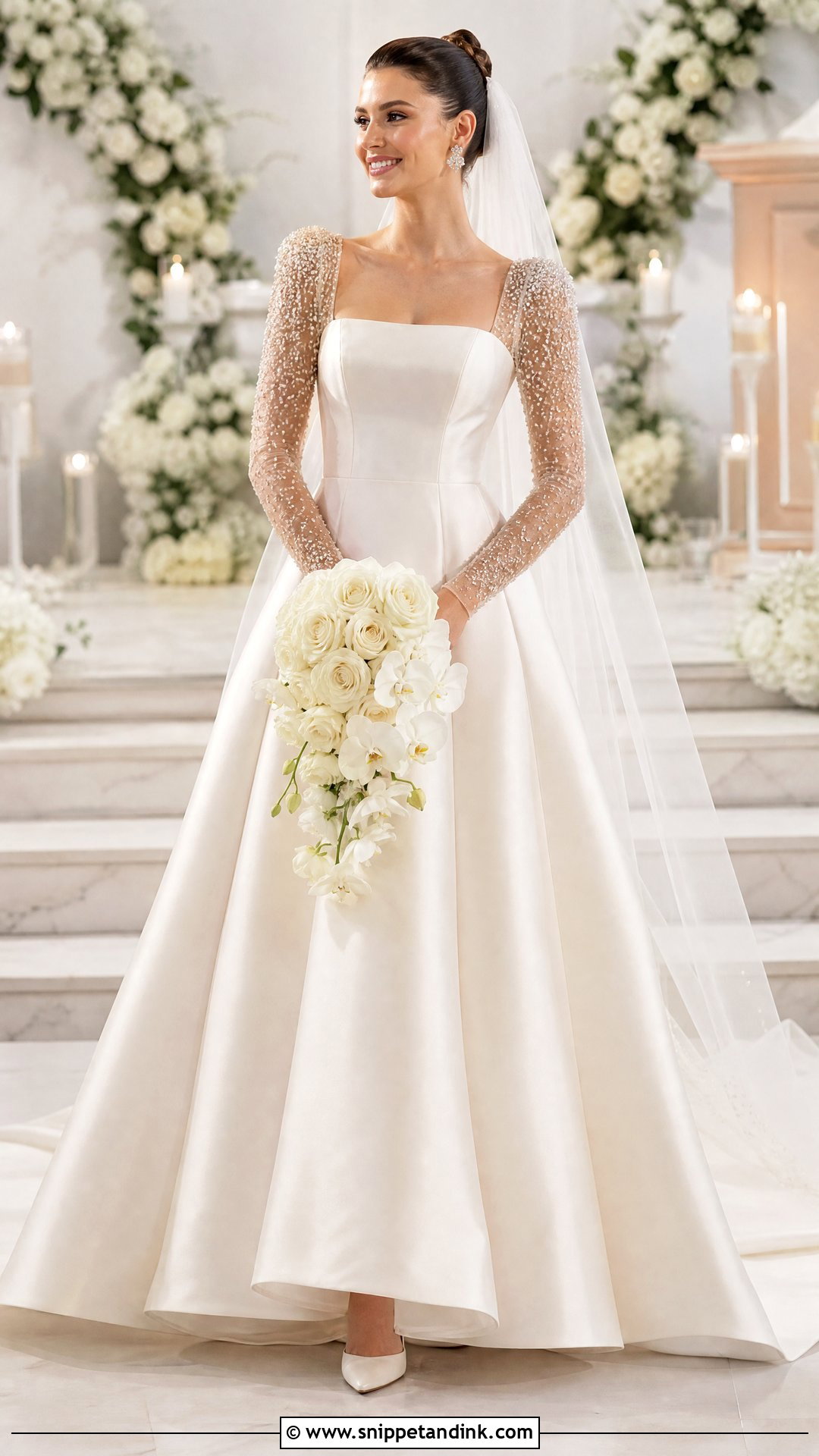Sparkly Satin Wedding Dress With Embellished Sleeves - Snippet and Ink - 20 Sparkly Wedding Dress with Sleeves