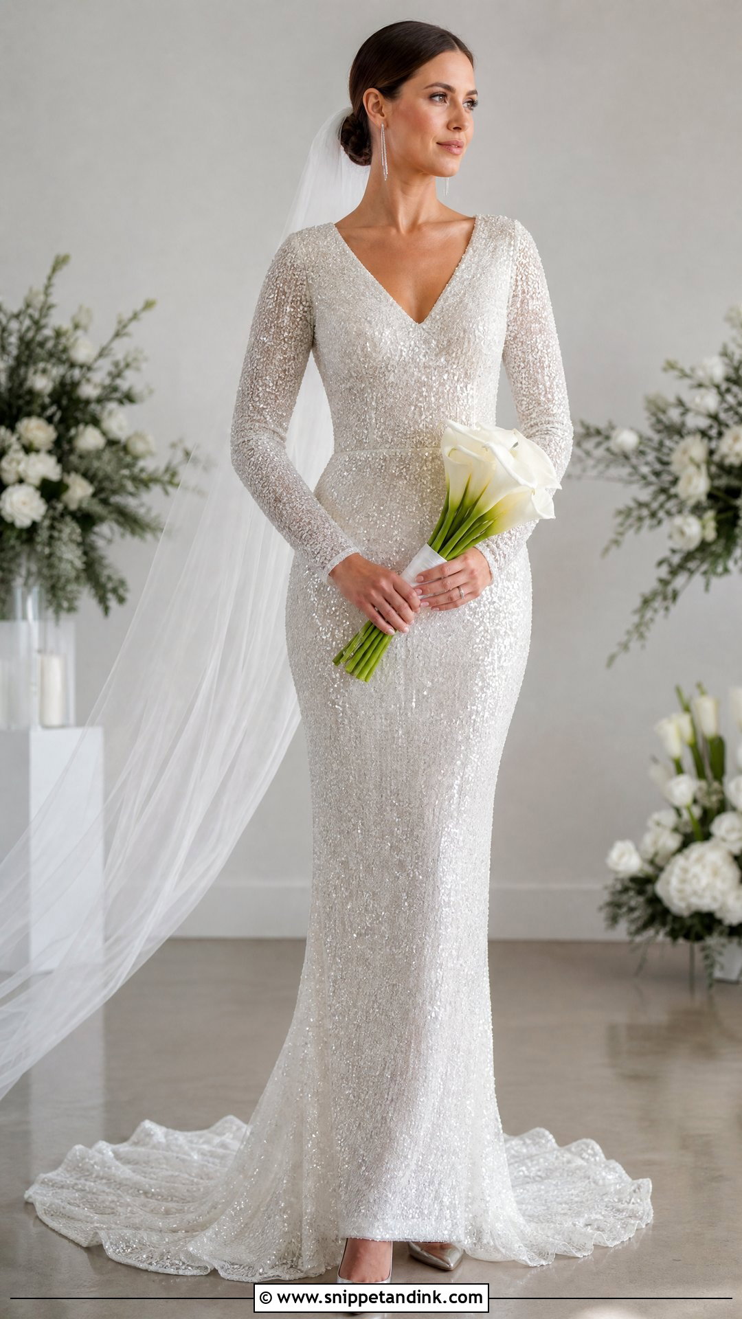 Sparkly Sheath Wedding Dress With Long Sleeves - Snippet and Ink - 20 Sparkly Wedding Dress with Sleeves