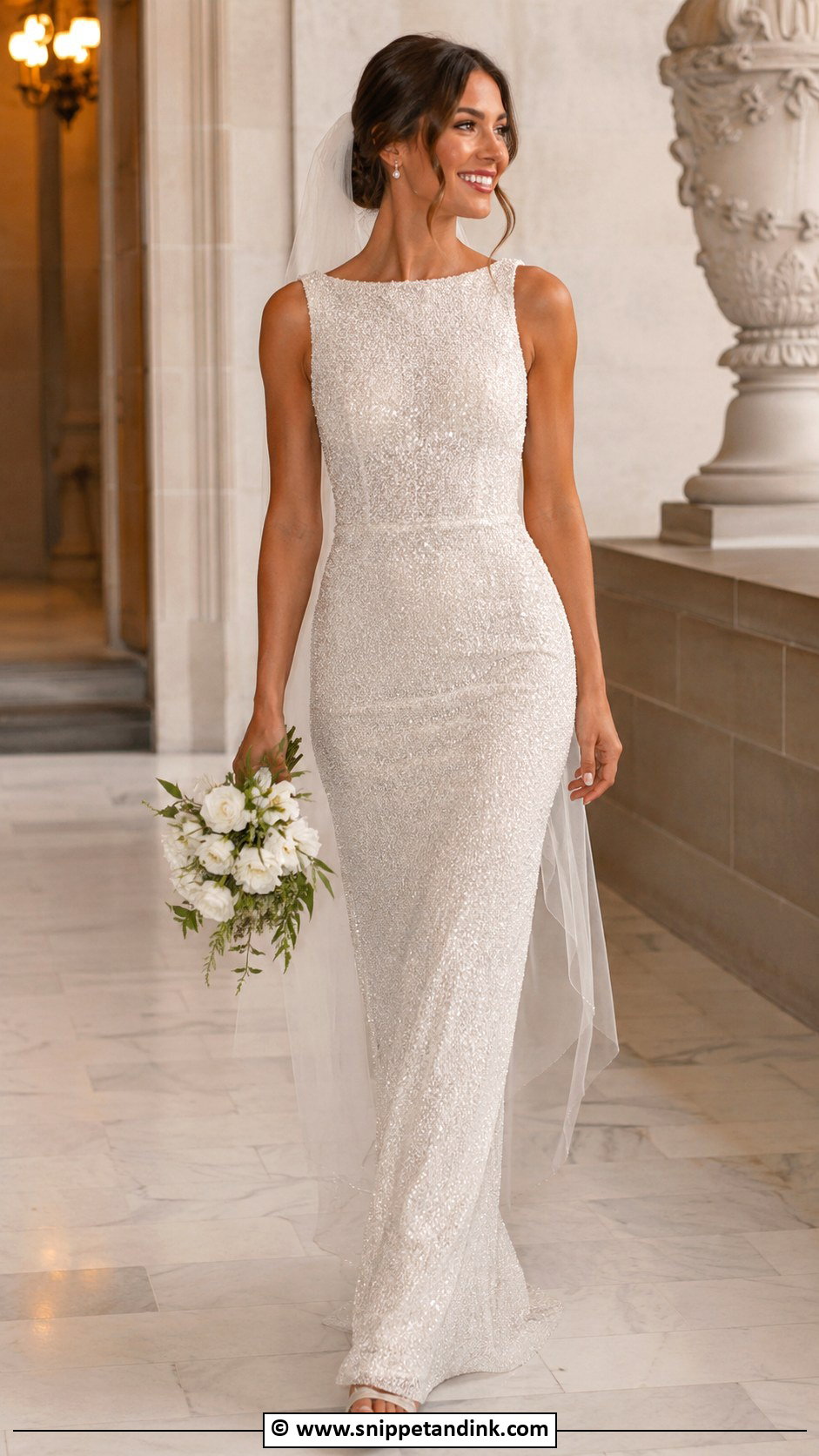 Sparkly Sheath Wedding Dress - Snippet and Ink - 30 Sparkly Wedding Dress Ideas