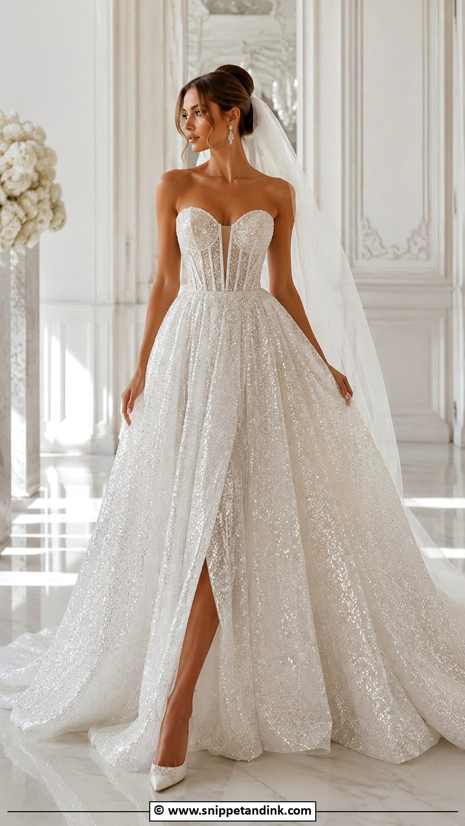 Sparkly Strapless Wedding Dress - Snippet and Ink - 30 Sparkly Wedding Dress Ideas