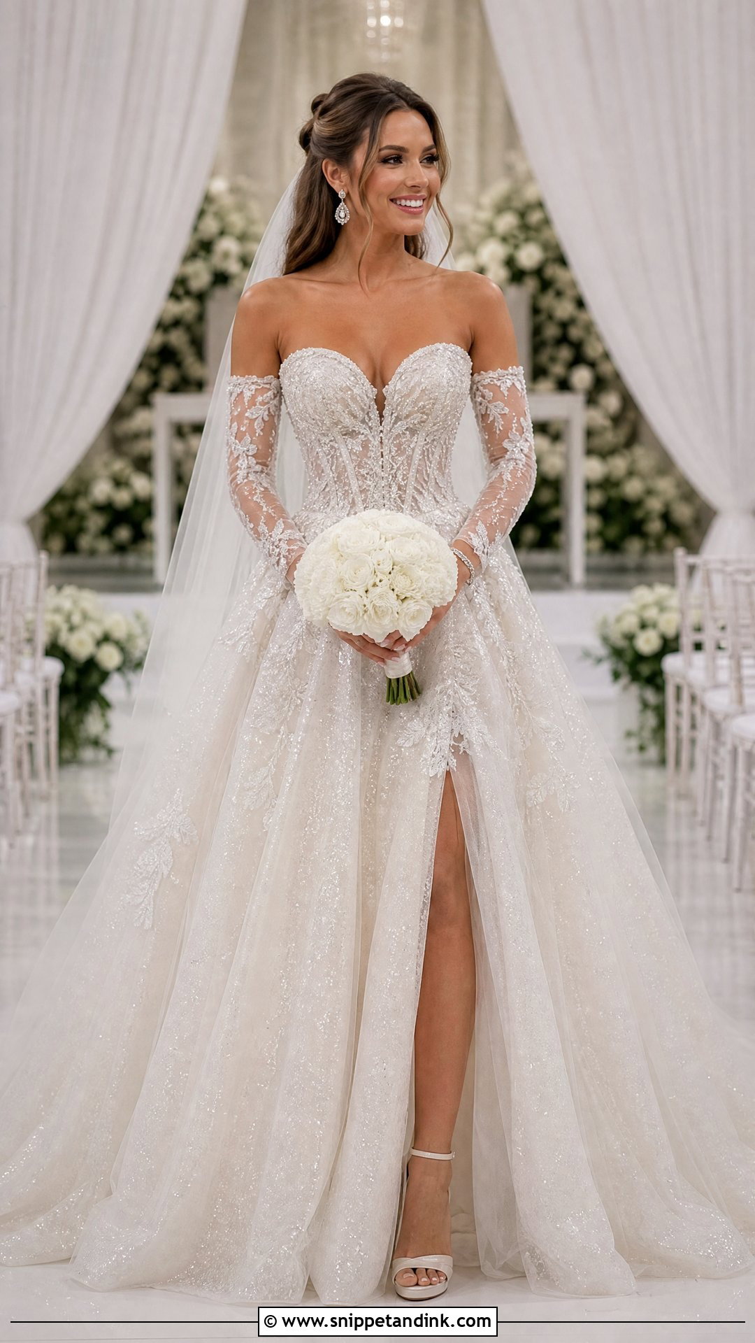 Sparkly Sweetheart Wedding Dress With Detachable Sleeves - Snippet and Ink - 20 Sparkly Wedding Dress with Sleeves