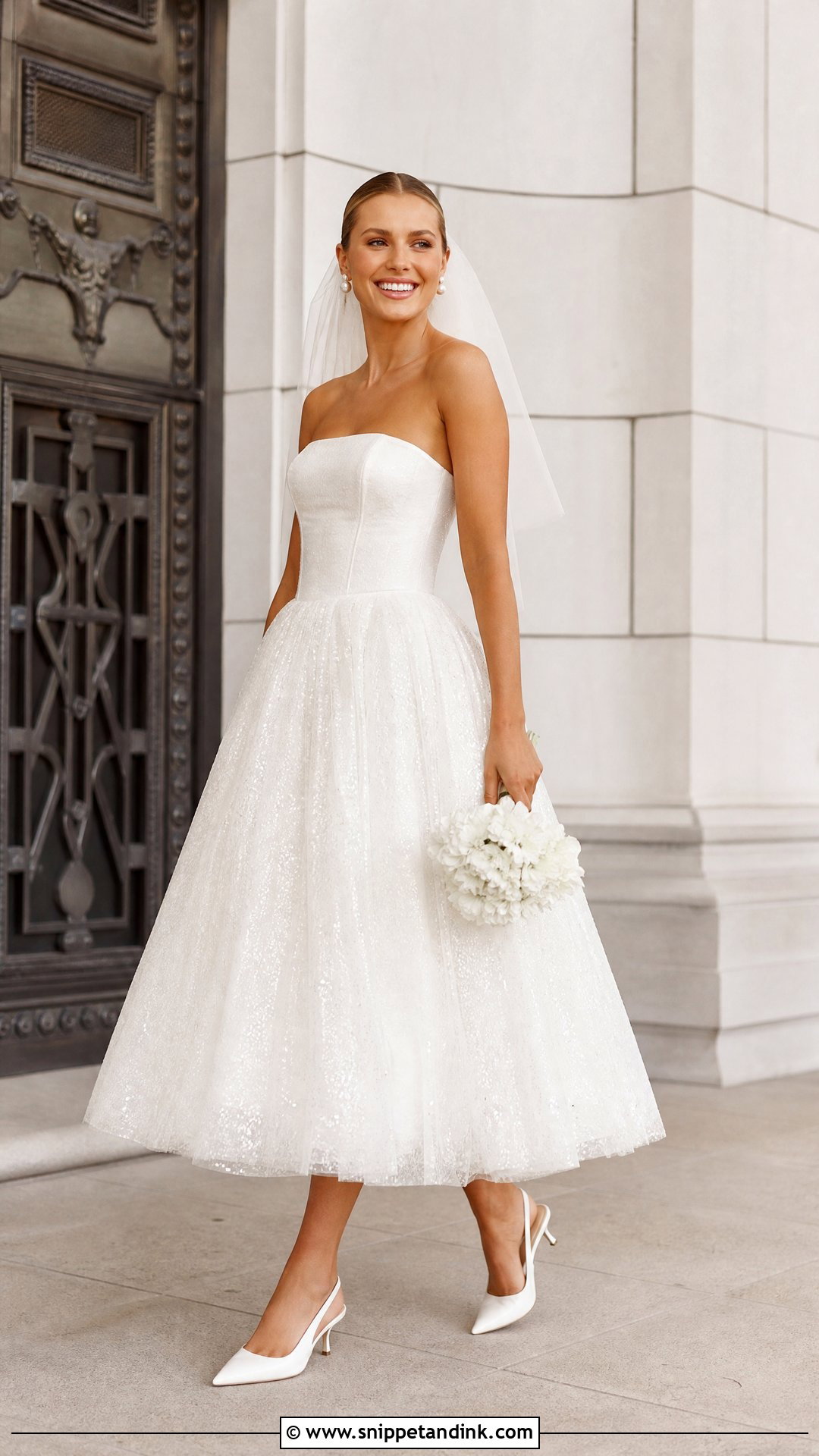 Sparkly Tea Length Wedding Dress - Snippet and Ink - 20 Sparkly Glitter Wedding Dresses