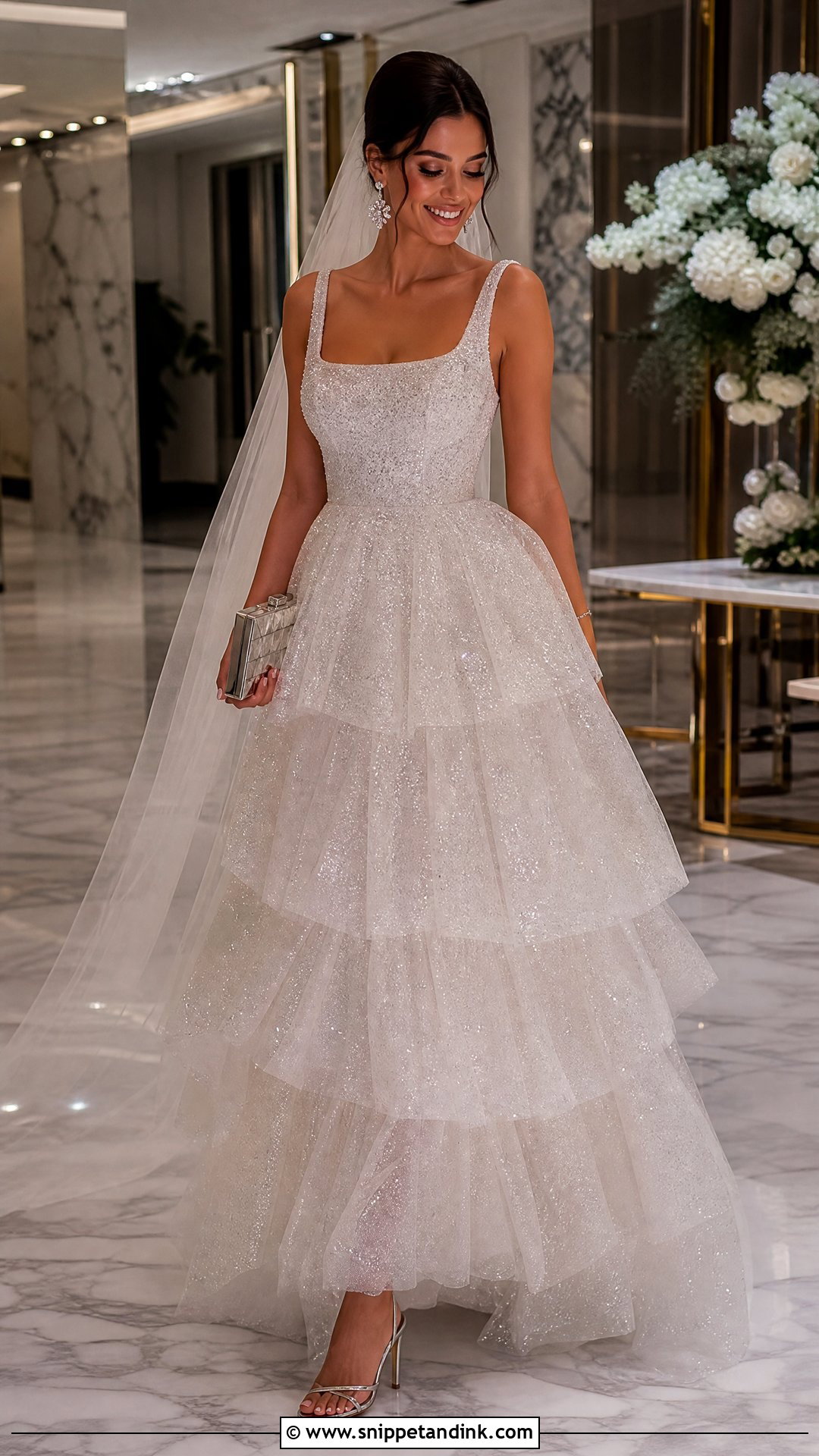 Sparkly Tiered Tulle Wedding Dress - Snippet and Ink - 20 Tiered Tulle Wedding Dress Ideas