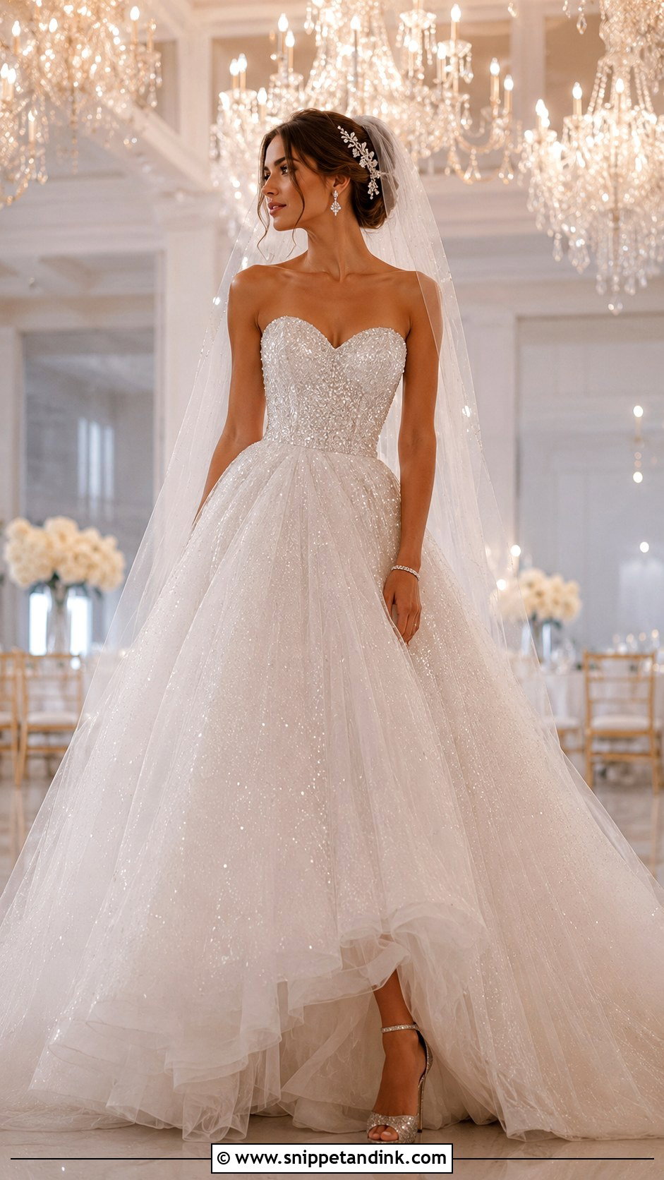 Sparkly Tulle Cinderella Wedding Dress - Snippet and Ink - 20 Cinderella Dress Wedding Ideas