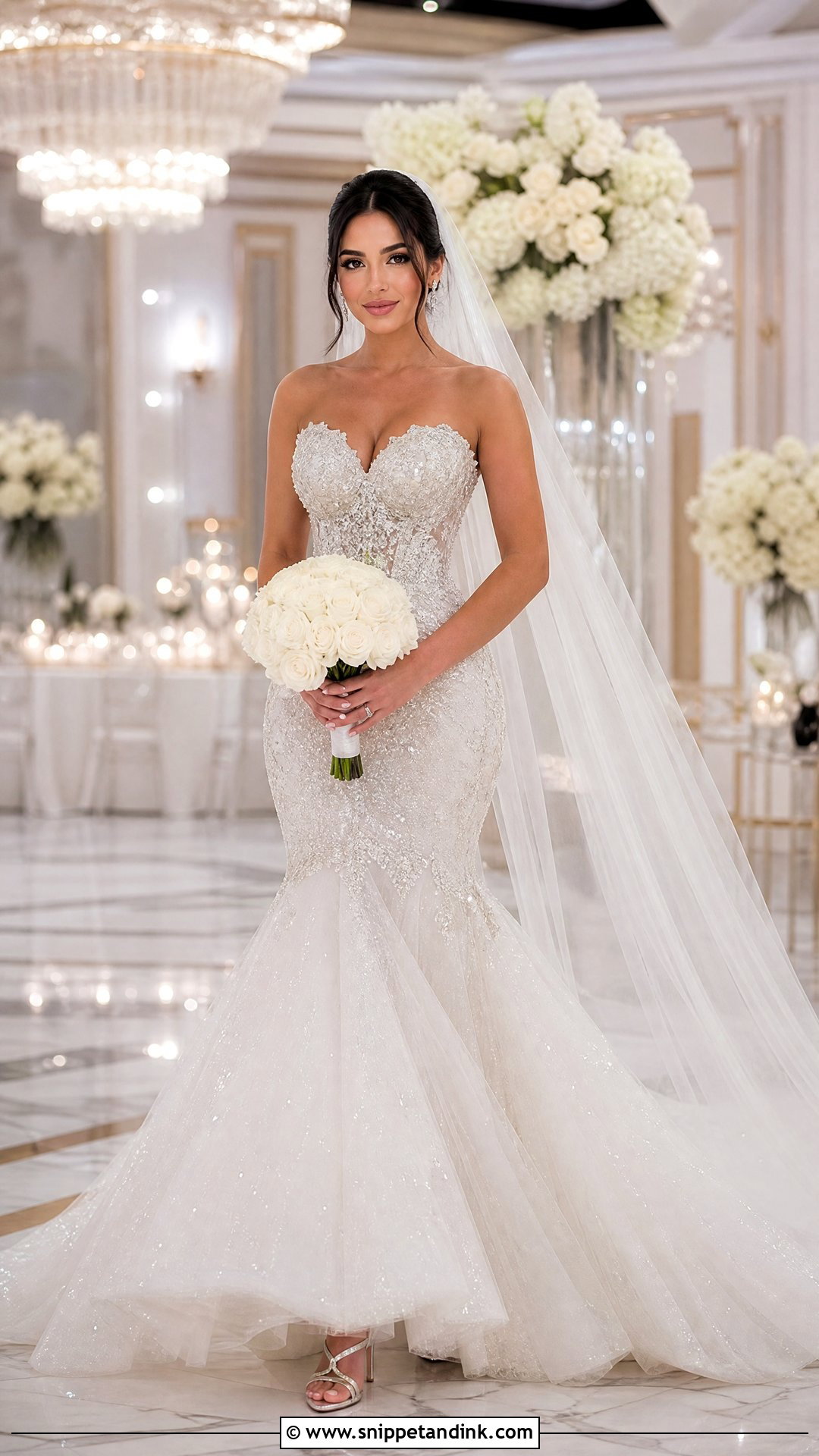 Sparkly Tulle Sweetheart Mermaid Wedding Dress - Snippet and Ink - 20 Sweetheart Mermaid Wedding Dress Ideas