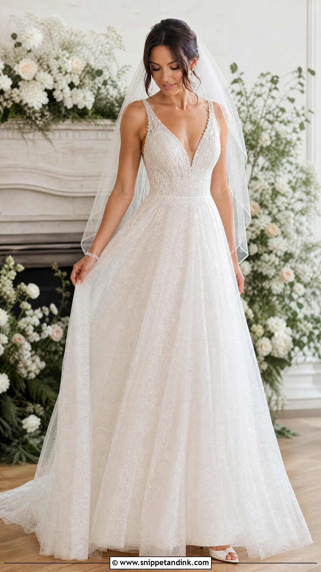 Sparkly V Neck Wedding Dress - Snippet and Ink - 25 Wedding Dresses Sparkly