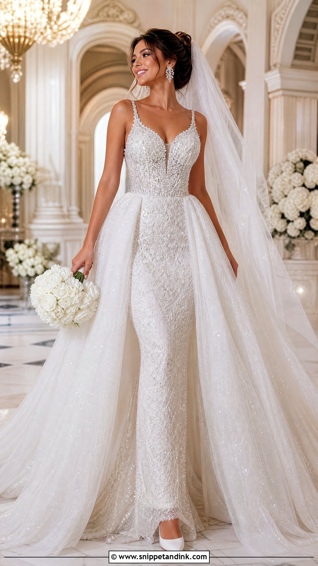 Sparkly Wedding Dress With Detachable Overskirt - Snippet and Ink - 20 Sparkly Glitter Wedding Dresses