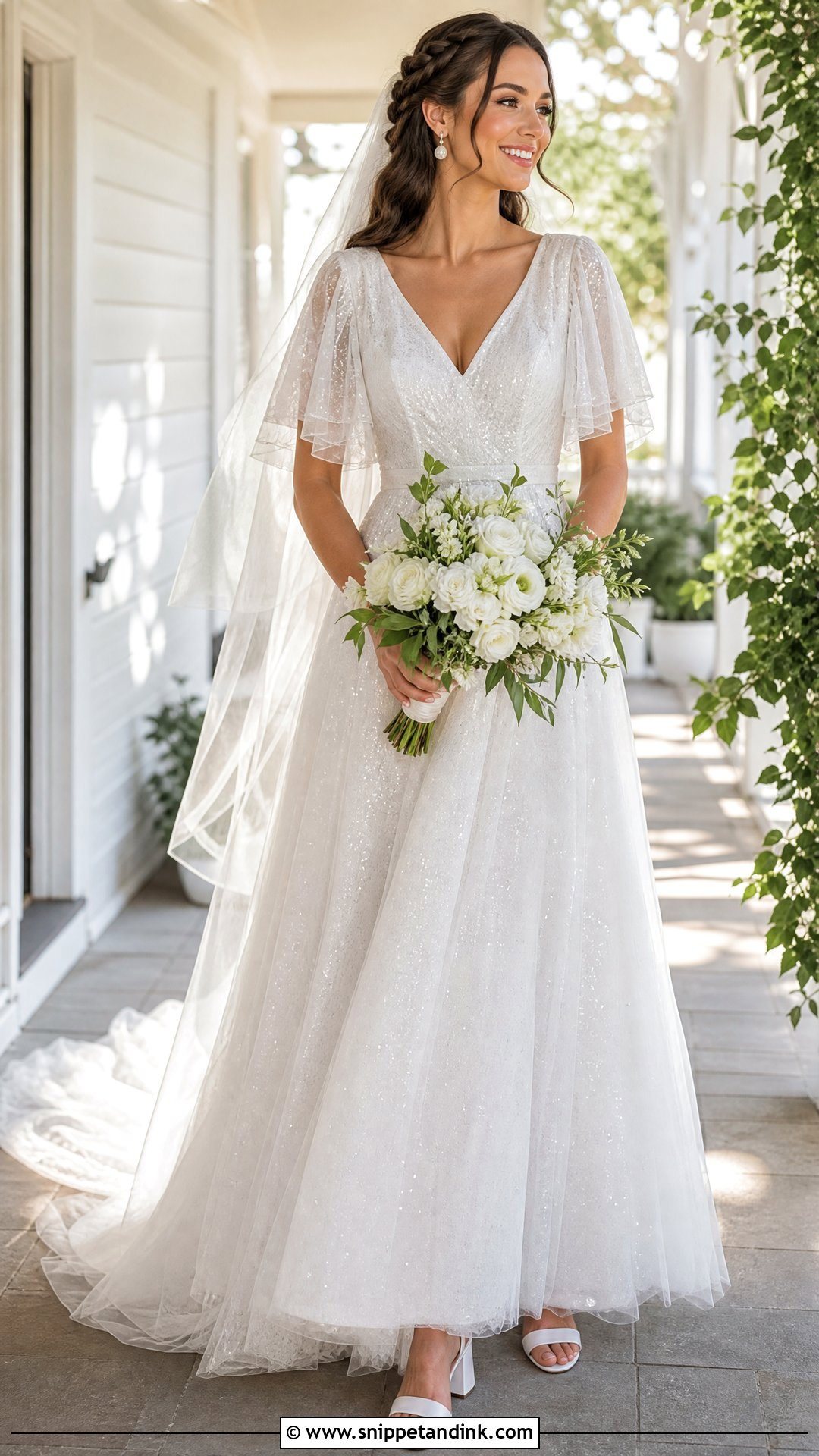 Sparkly Wedding Dress With Flutter Sleeves - Snippet and Ink - 20 Sparkly Wedding Dress with Sleeves