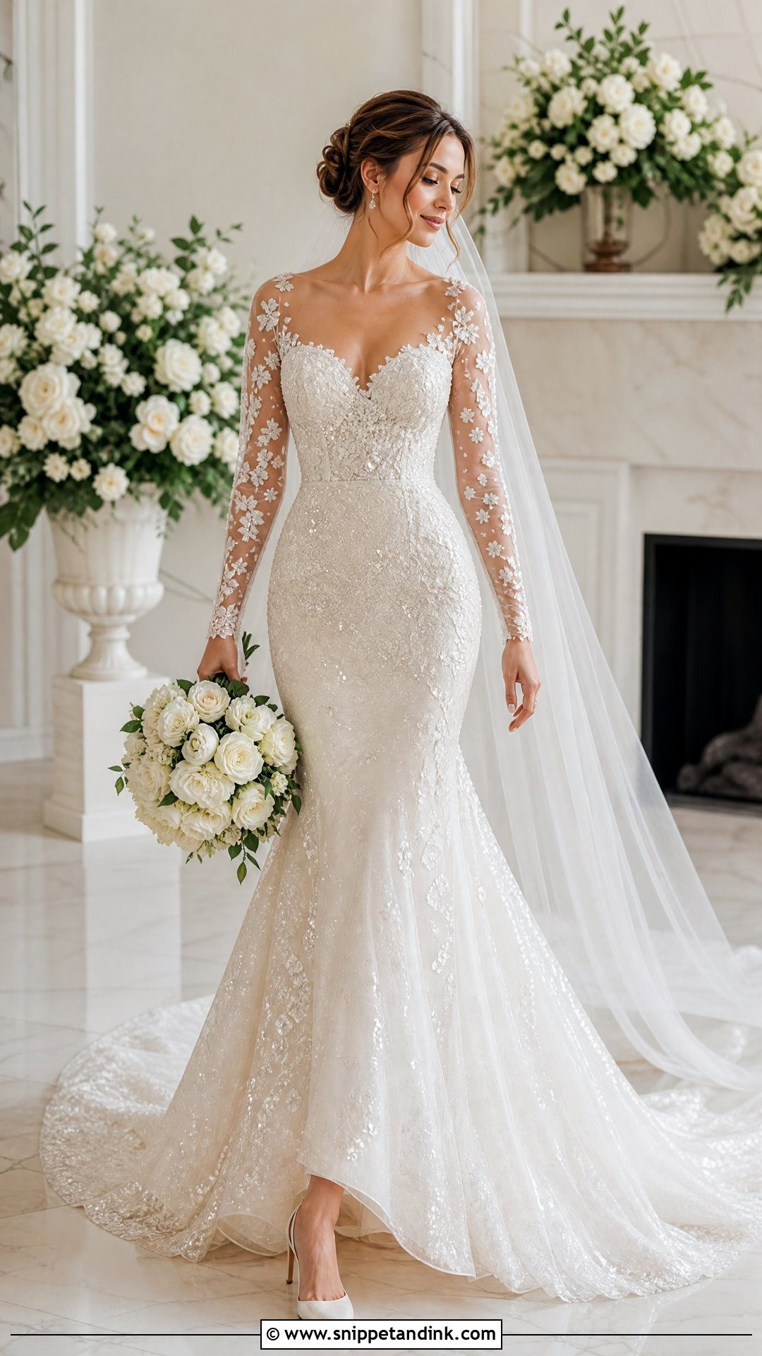 Sparkly Wedding Dress With Illusion Lace Sleeves - Snippet and Ink - 20 Sparkly Wedding Dress with Sleeves