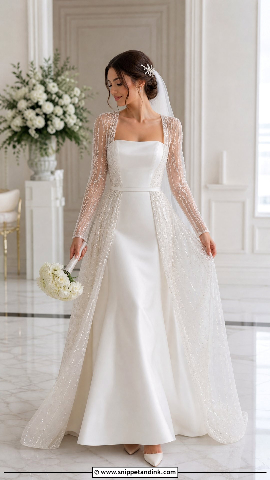 Sparkly Wedding Dress With Removable Tulle Layer - Snippet and Ink - 20 Two in One Convertible Wedding Dress Ideas
