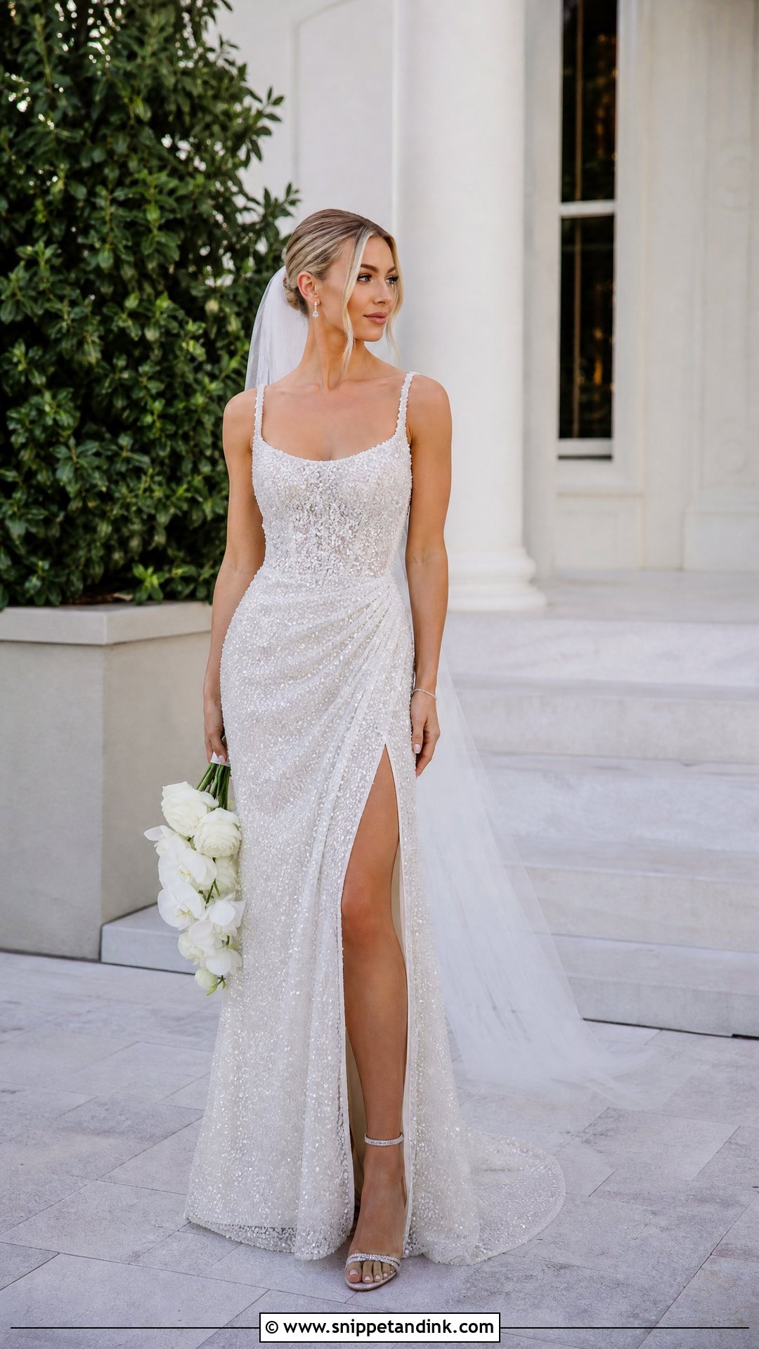Sparkly Wedding Dress With Slit - Snippet and Ink - 20 Sparkly Glitter Wedding Dresses