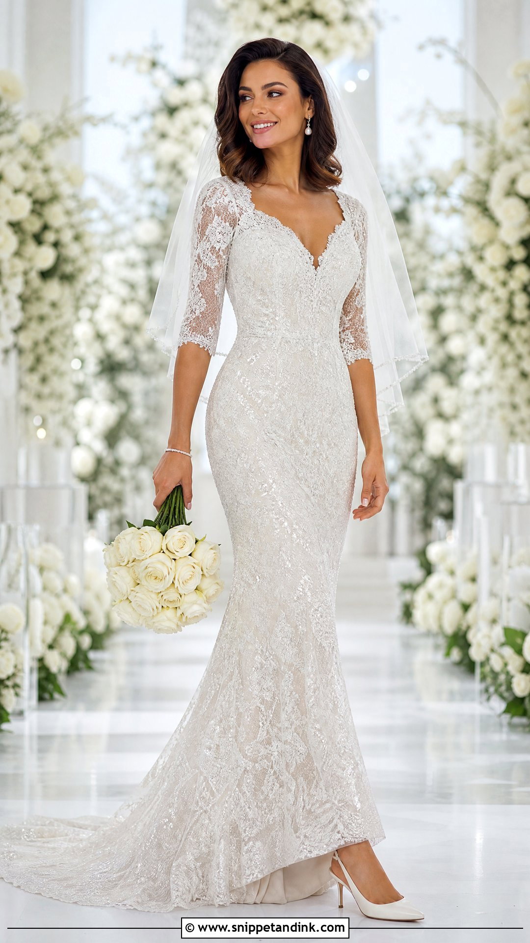 Sparkly Wedding Dress With Three Quarter Sleeves - Snippet and Ink - 20 Sparkly Wedding Dress with Sleeves