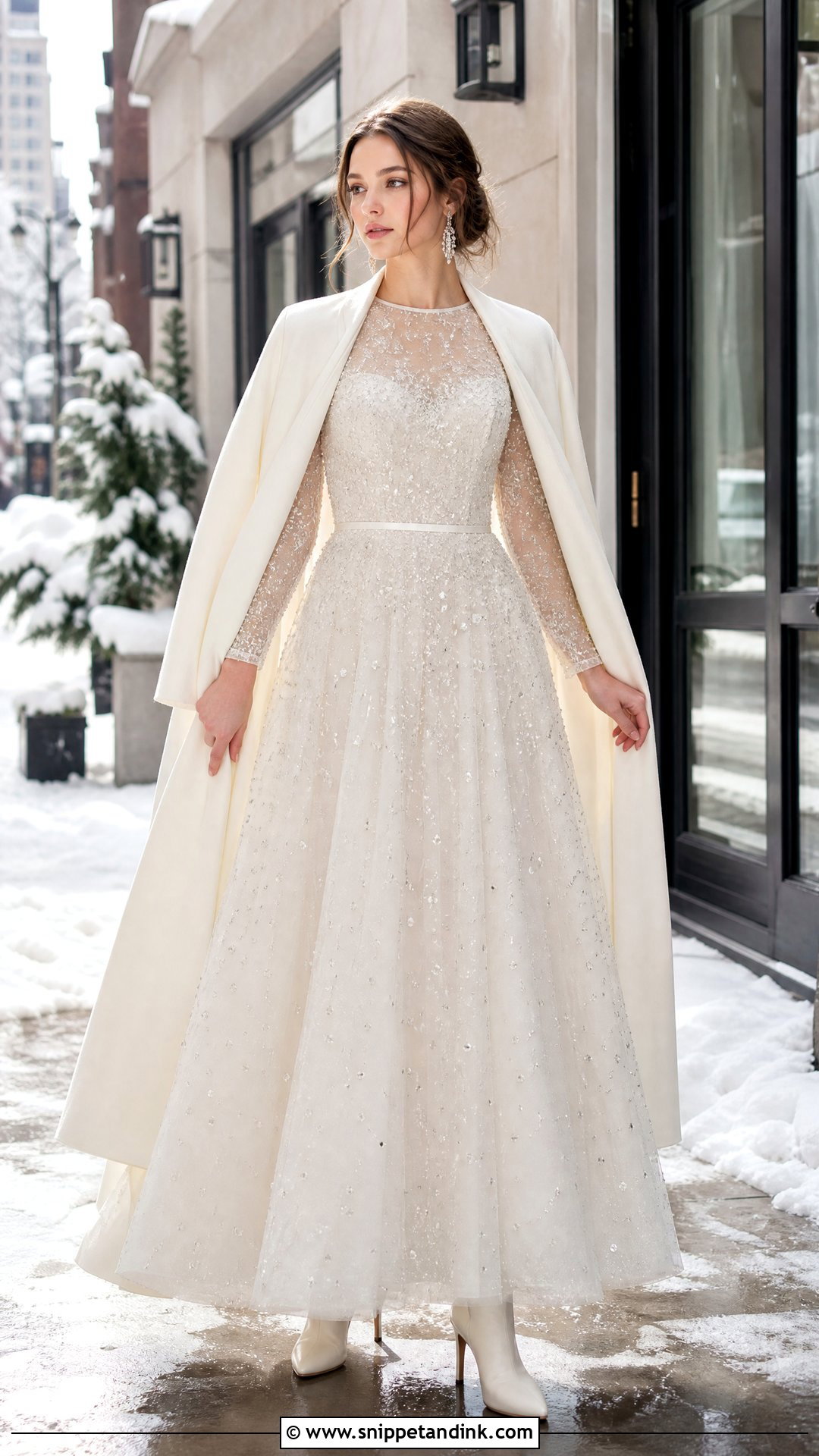 Sparkly Winter Elopement Dress - Snippet and Ink - 25 Winter Elopement Dress Ideas