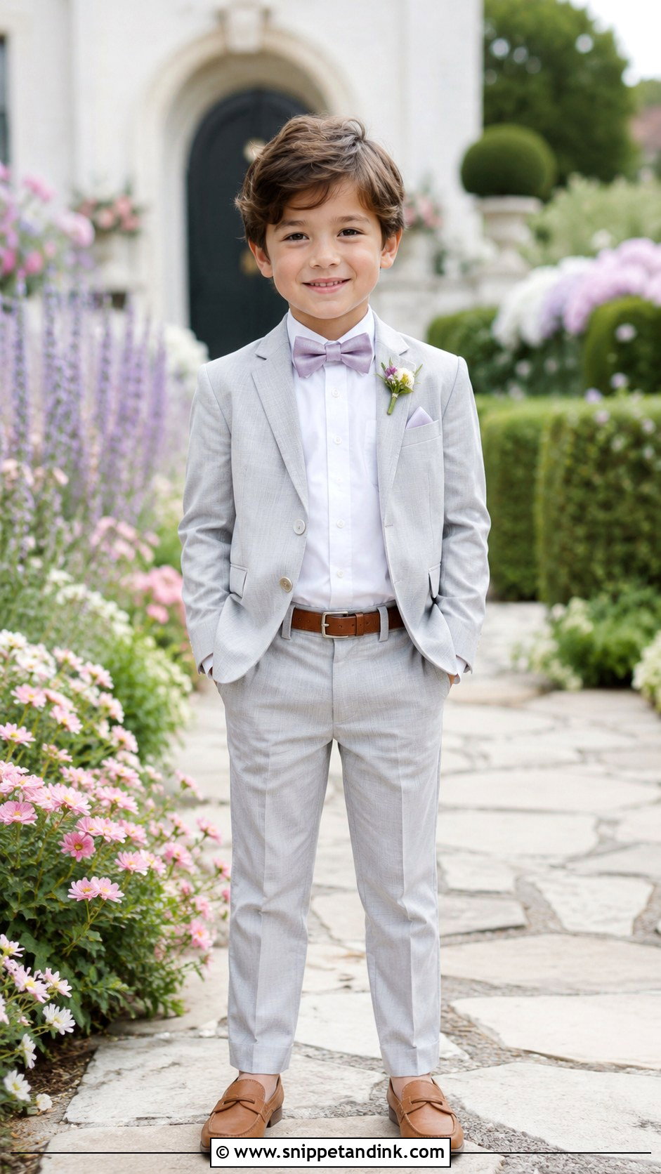 Spring Ring Bearer Outfit With Pastel Bow Tie - Snippet and Ink - 20 Bearer Outfit Ideas