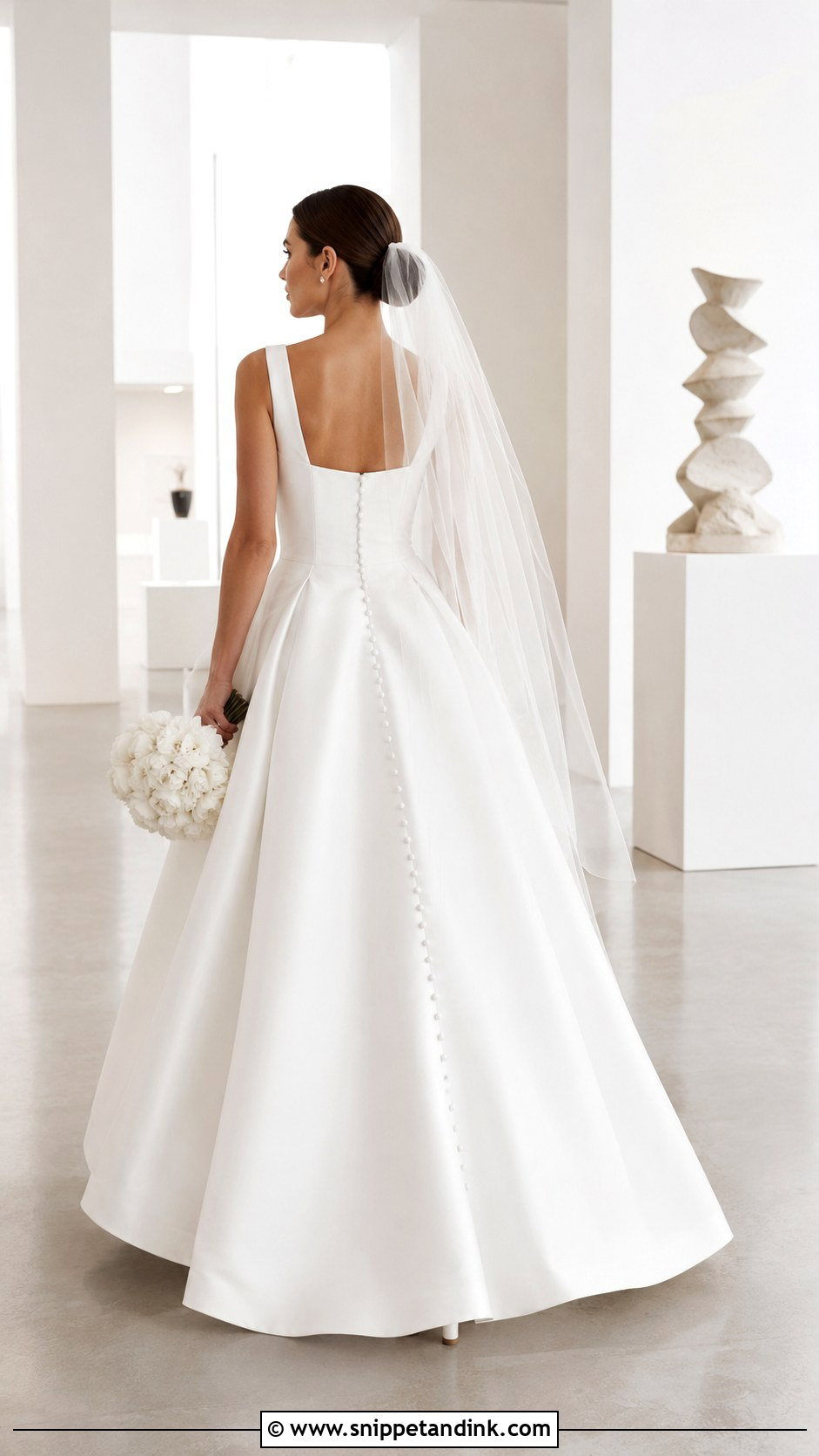 Square Back Mikado Wedding Gown - Snippet and Ink - 20 Modern Minimalist Wedding Gown Ideas