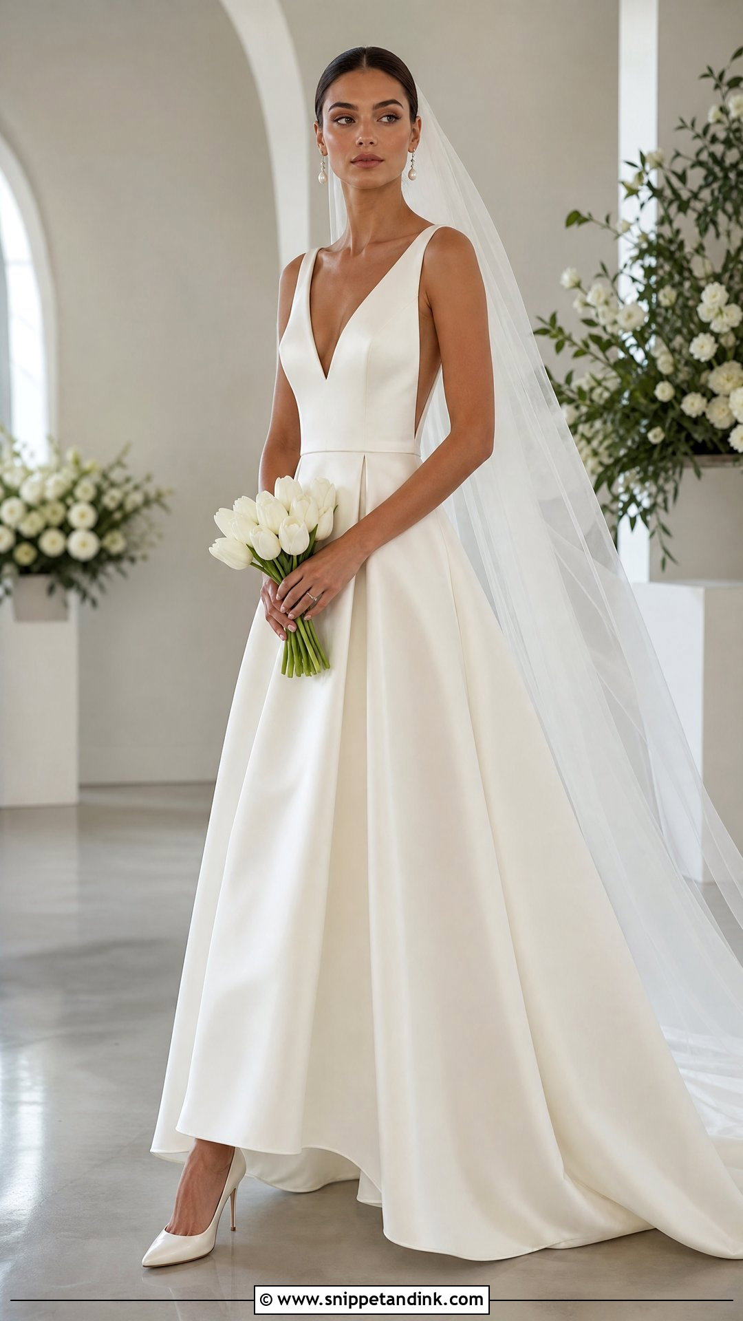 Square Back Plunge Neck Wedding Dress - Snippet and Ink - 20 Plunge Neck Wedding Dress Ideas