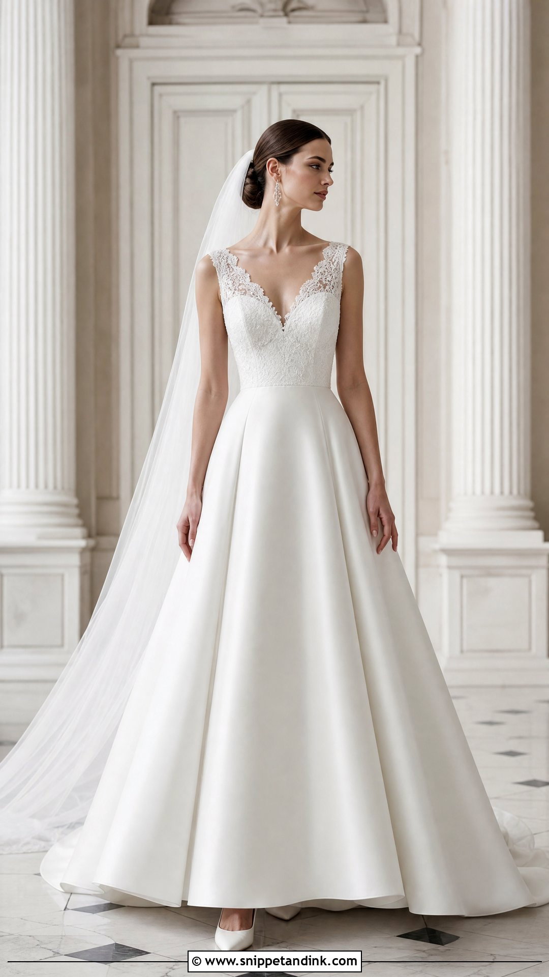 Square Lace V Neck Wedding Gown - Snippet and Ink - 20 V Neck Wedding Gown Ideas