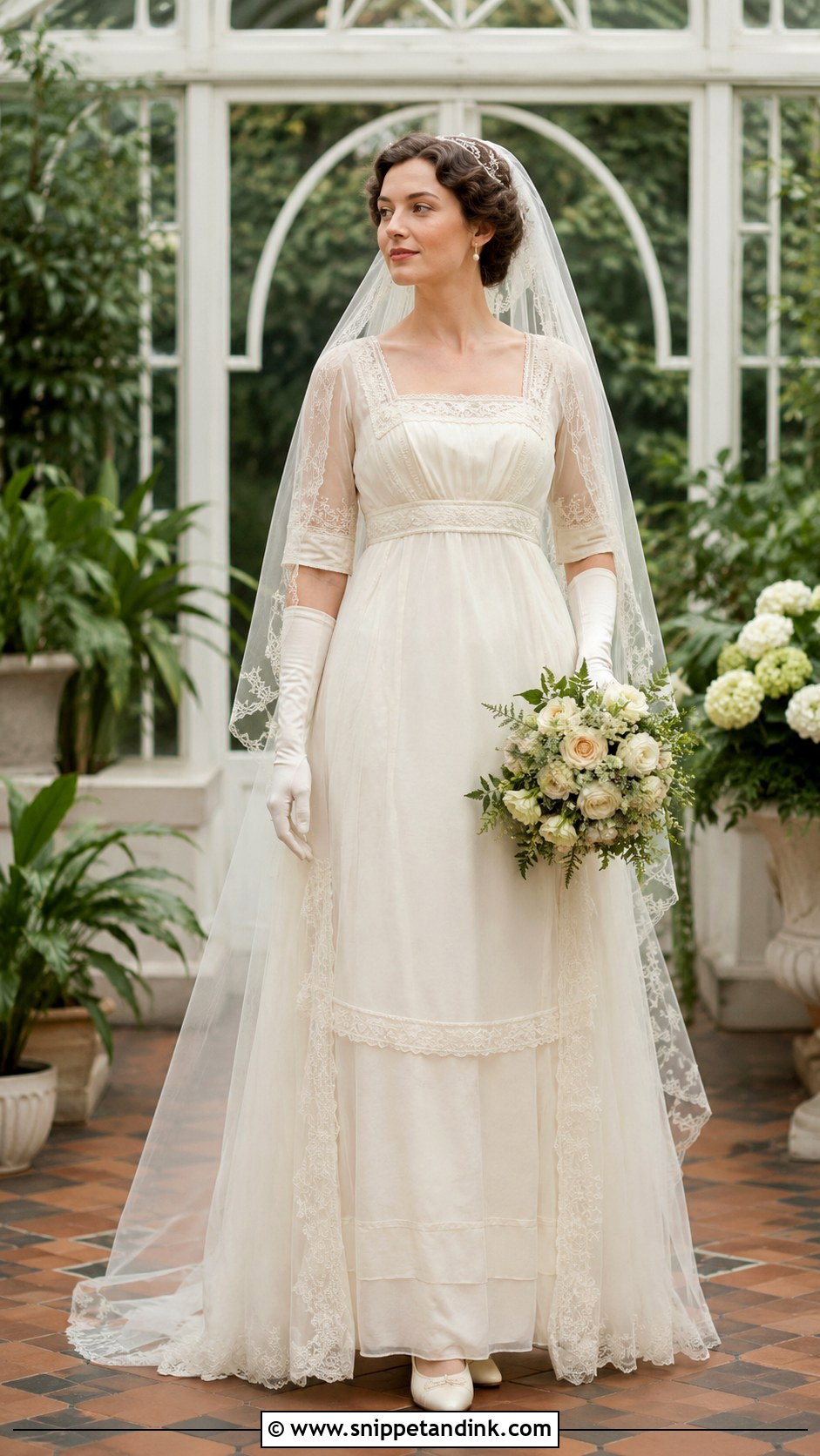 Square Neck 1910s Wedding Dress - Snippet and Ink - 20 1910s Wedding Dress Ideas