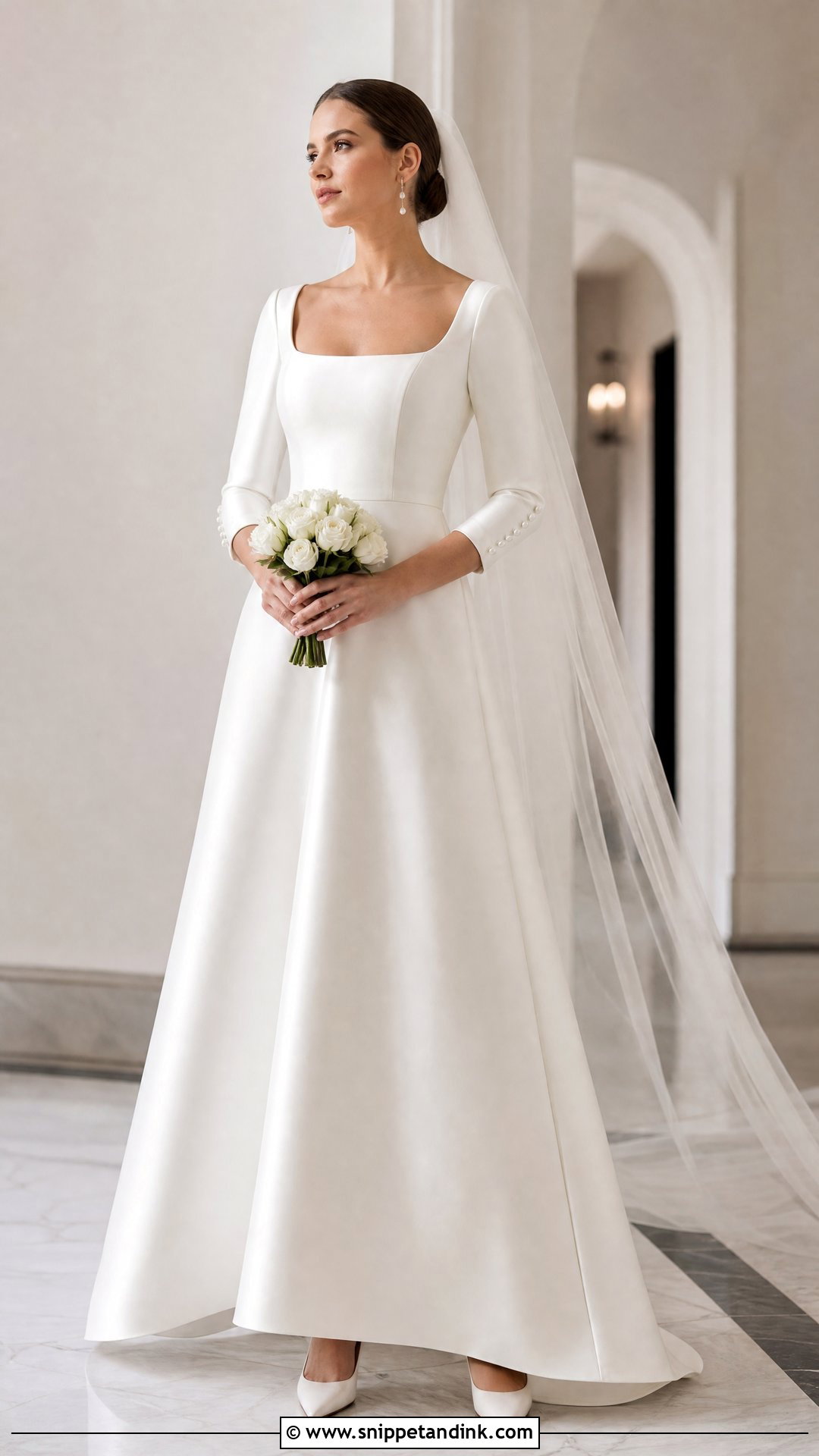 Square Neck 34 Sleeve Wedding Dress - Snippet and Ink - 20 34 Sleeve Wedding Dress Ideas
