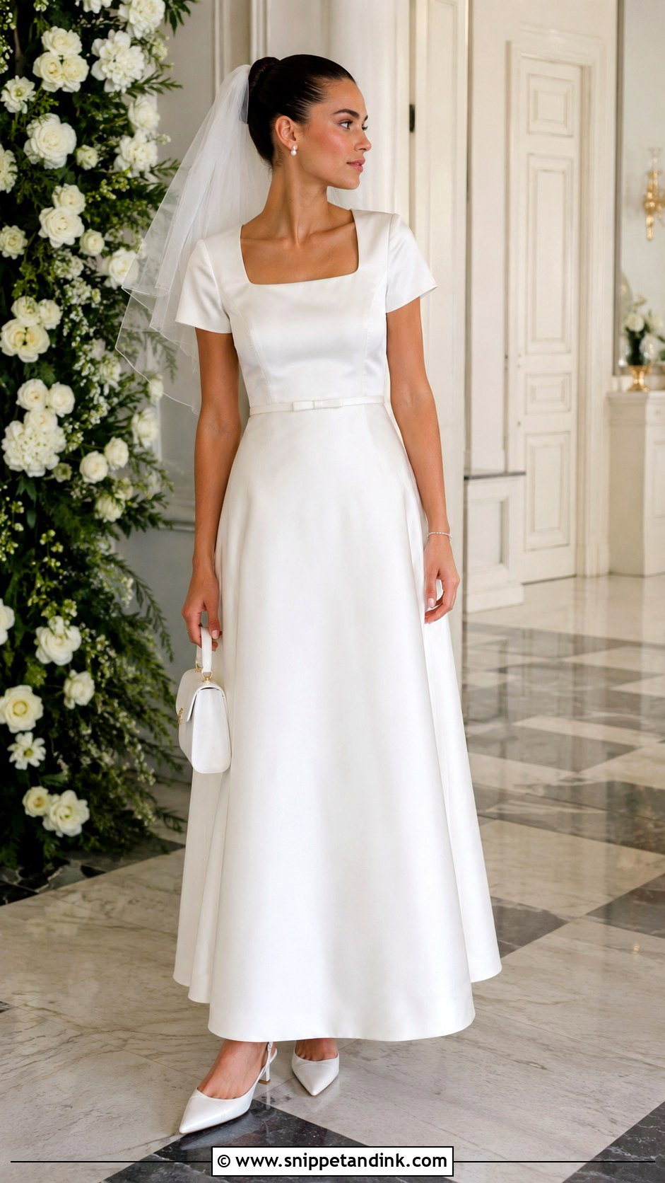 Square Neck A Line 60s Wedding Dress - Snippet and Ink - 20 60s Wedding Dresses