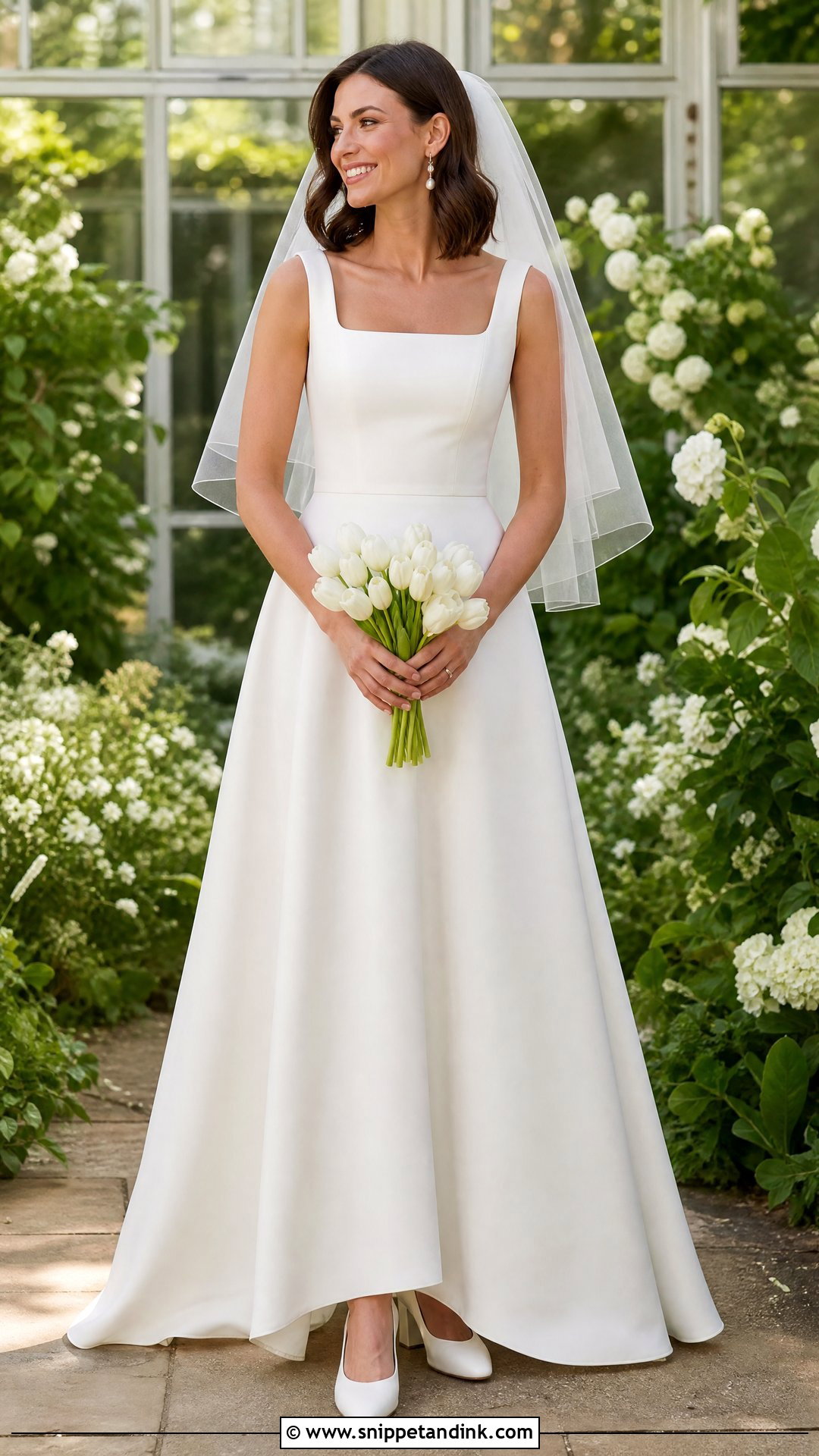 Square Neck A Line Bridal Dress - Snippet and Ink - 20 Bridal Dress Inspo Ideas