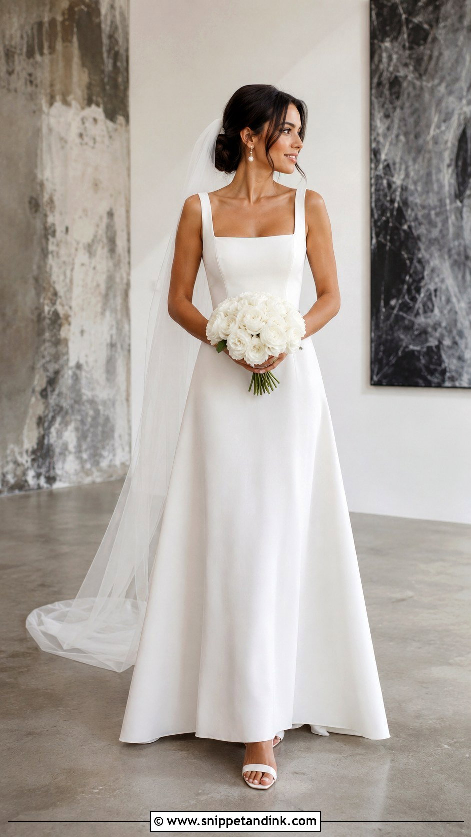 Square Neck A Line Bridal Gown - Snippet and Ink - 20 2025 Bridal Gowns
