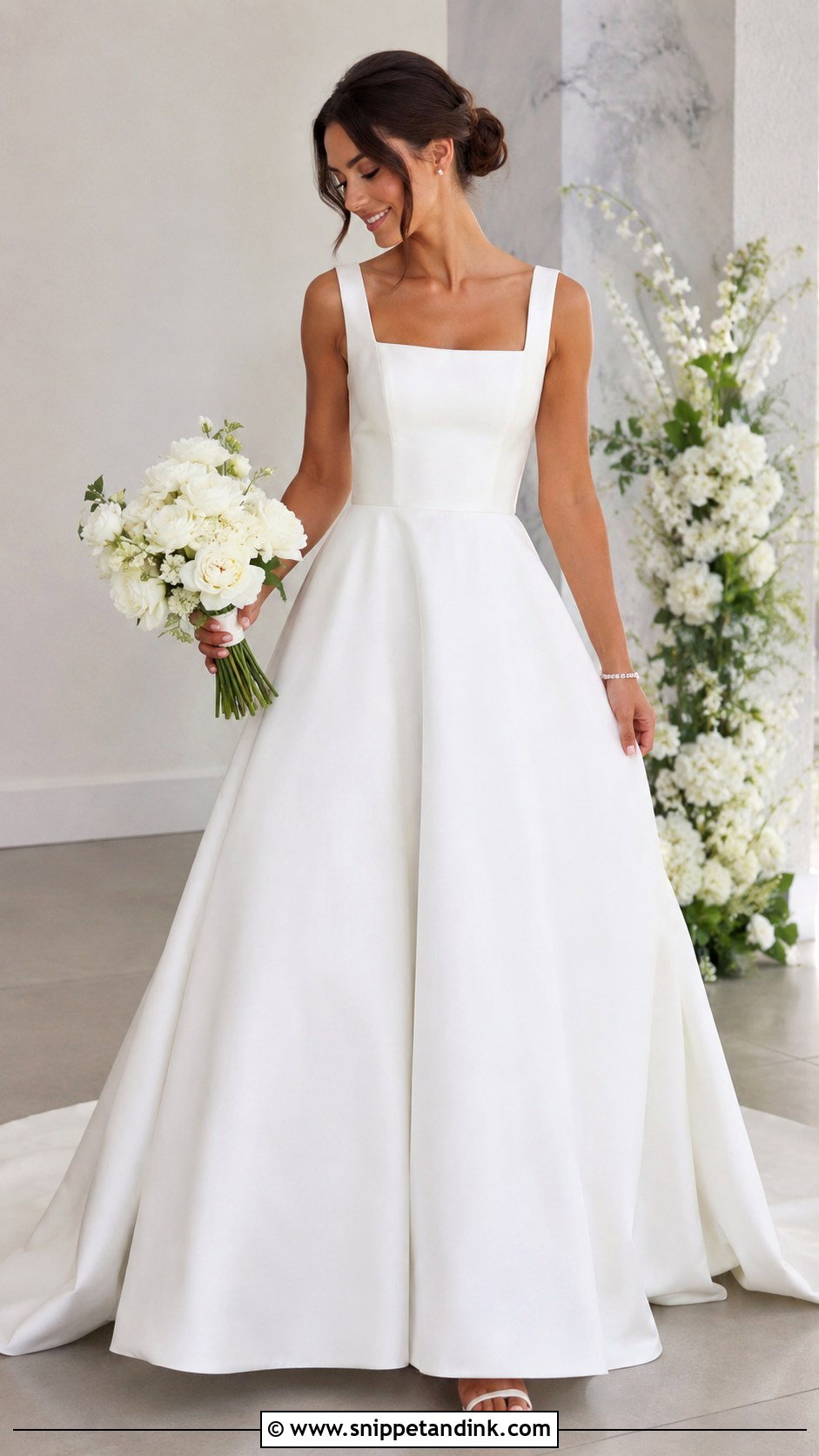 Square Neck A Line Bridal Gown - Snippet and Ink - 25 A Line Bridal Gowns