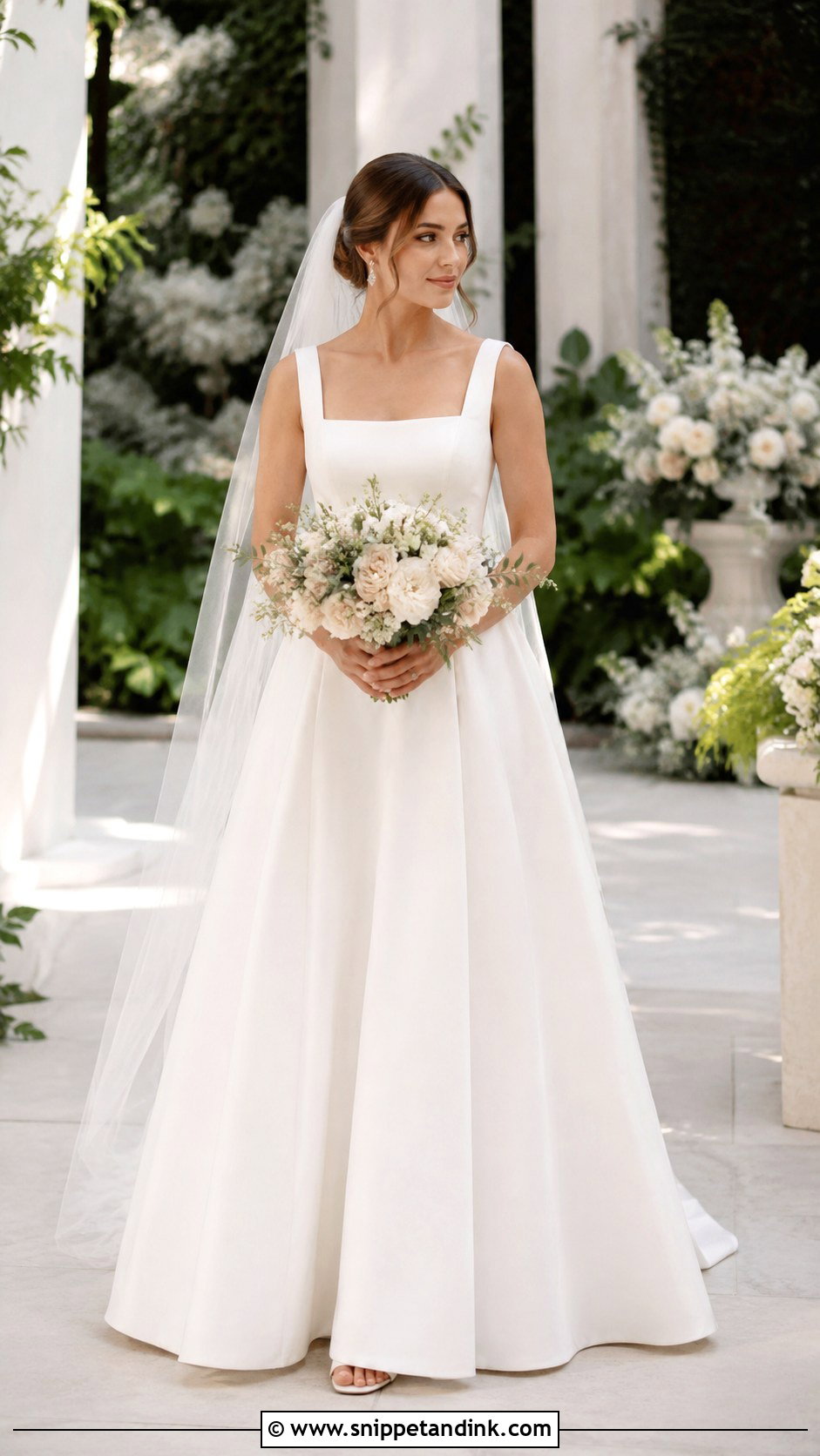 Square Neck A Line Bride Outfit - Snippet and Ink - 25 Classy Bride Ideas