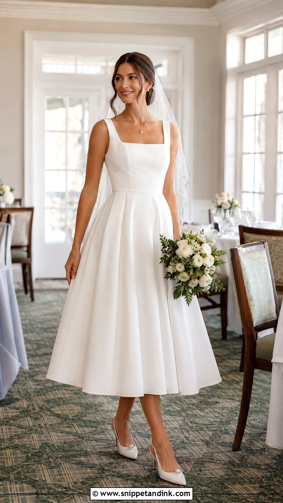 Square Neck A Line Brunch Wedding Dress - Snippet and Ink - 20 Brunch Wedding Dress Ideas