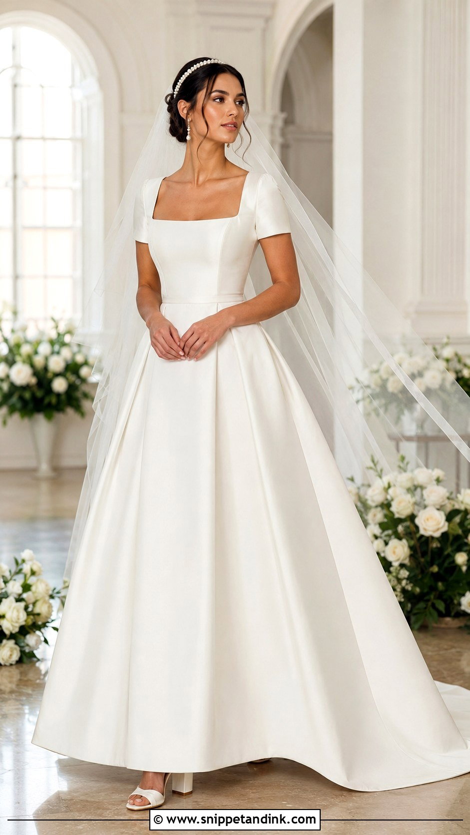 Square Neck A Line Christian Bridal Dress - Snippet and Ink - 20 Christian Bridal Dress Ideas
