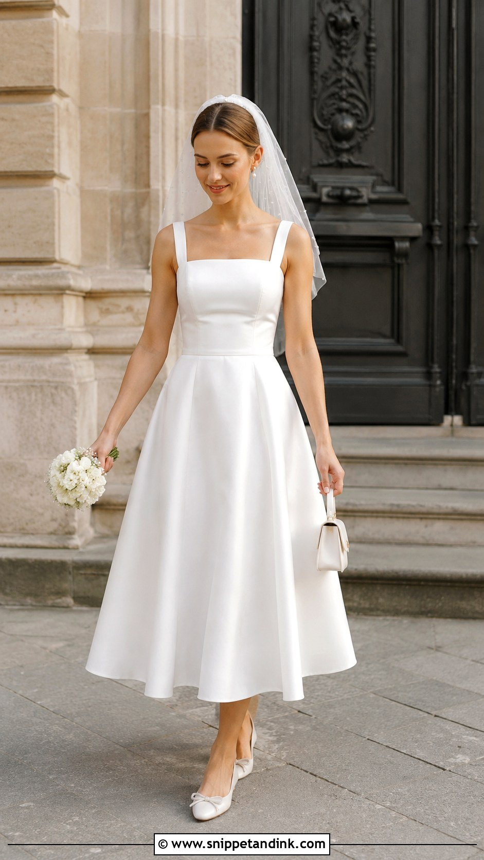 Square Neck A Line Civil Court Wedding Dress - Snippet and Ink - 20 Civil Court Wedding Dresses